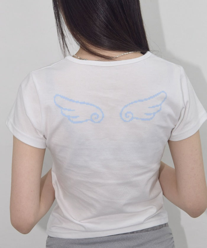 ANGEL MARK CROP TEE (WHITE)