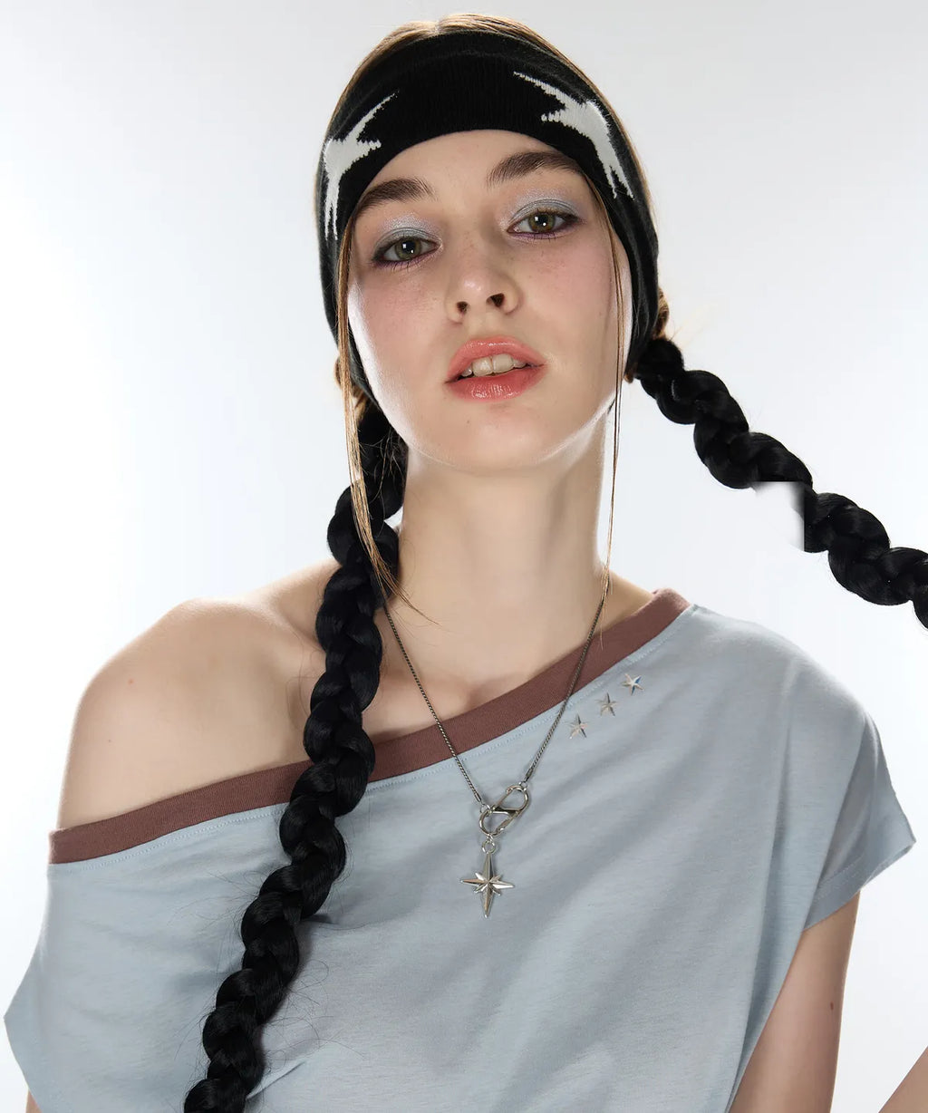 L12 ONE-SHOULDER BOATNECK TOP(SKY BLUE)