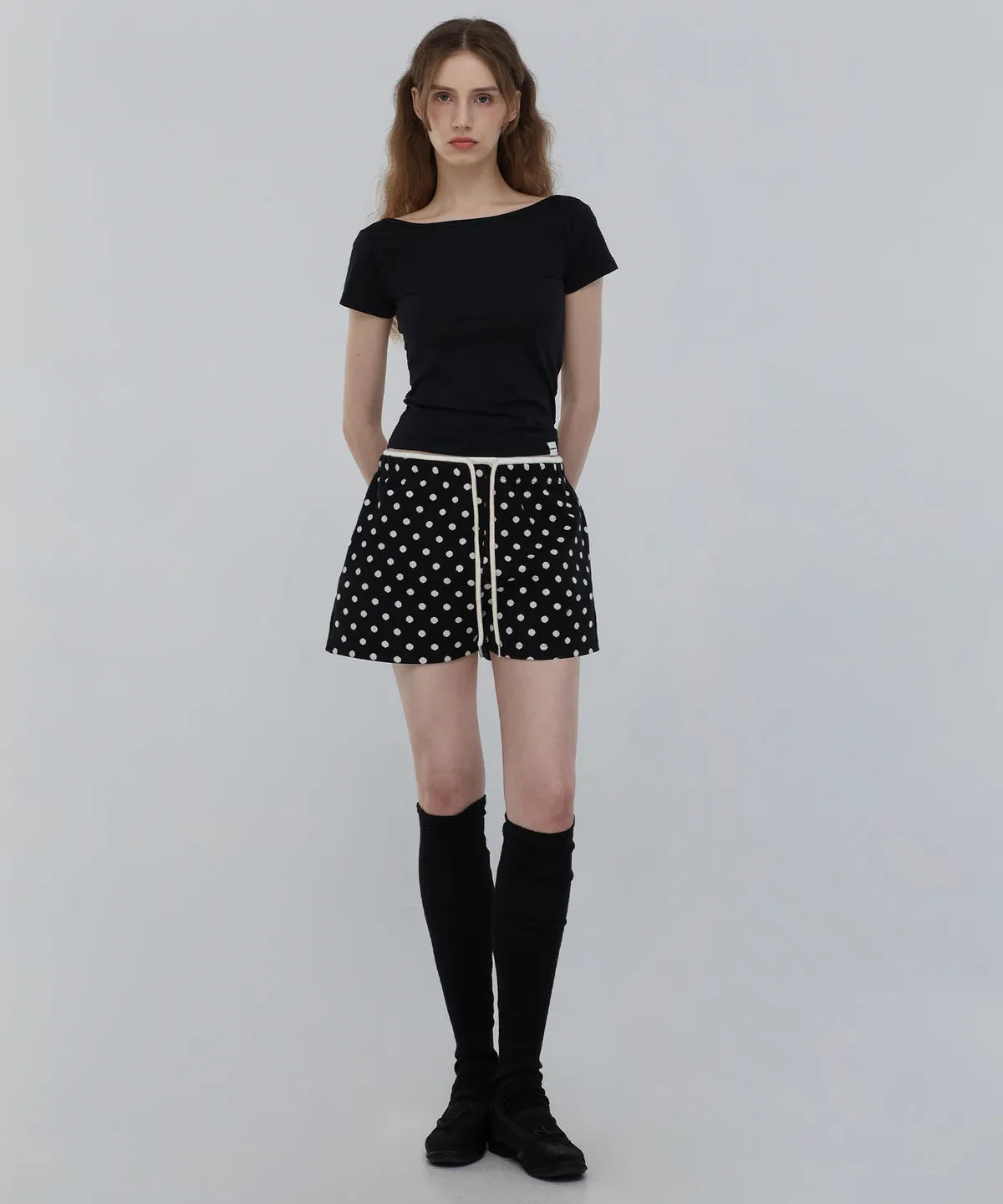 Dot Half Pants - black
