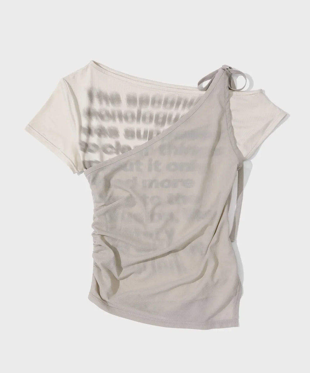 Layered off-shoulder short sleeve - beige