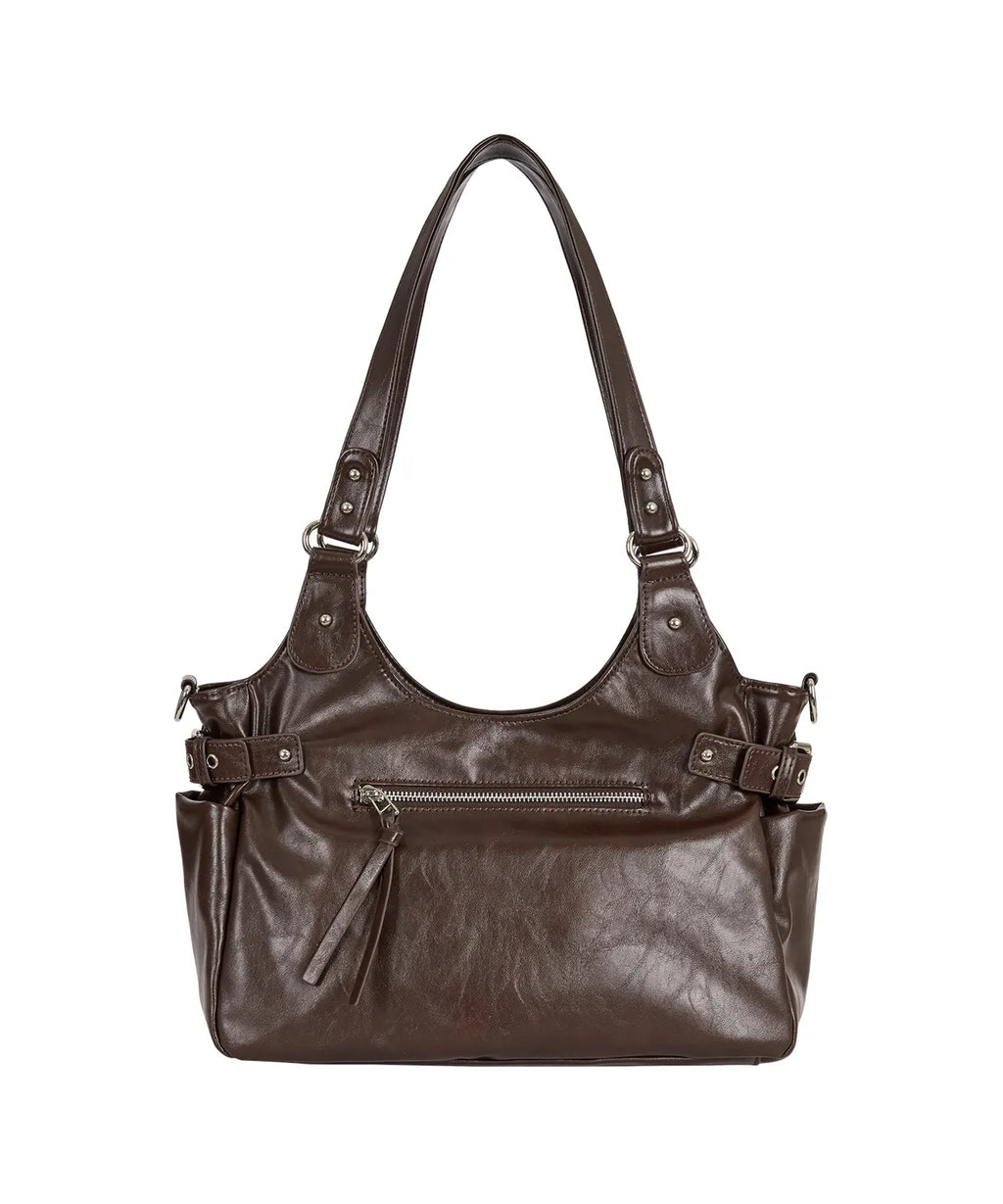 Amber buckle shoulder bag / Brown