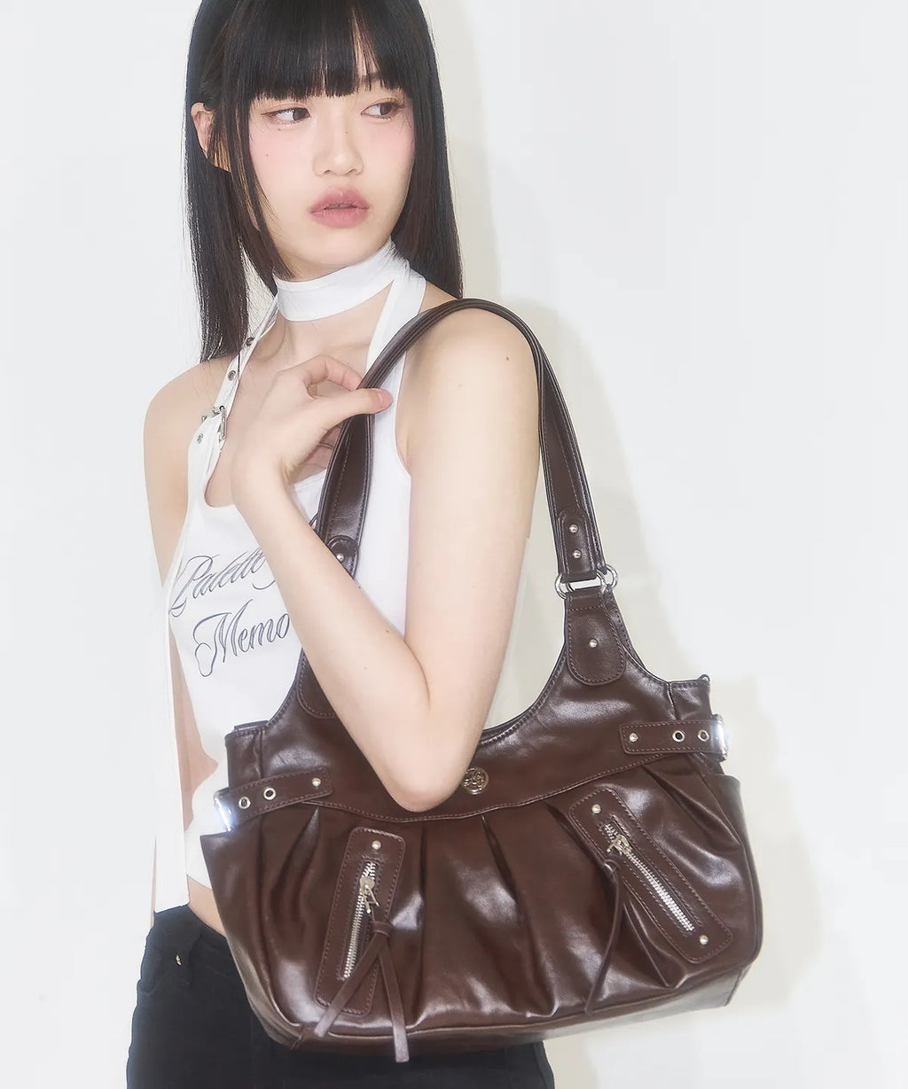 Amber buckle shoulder bag / Brown