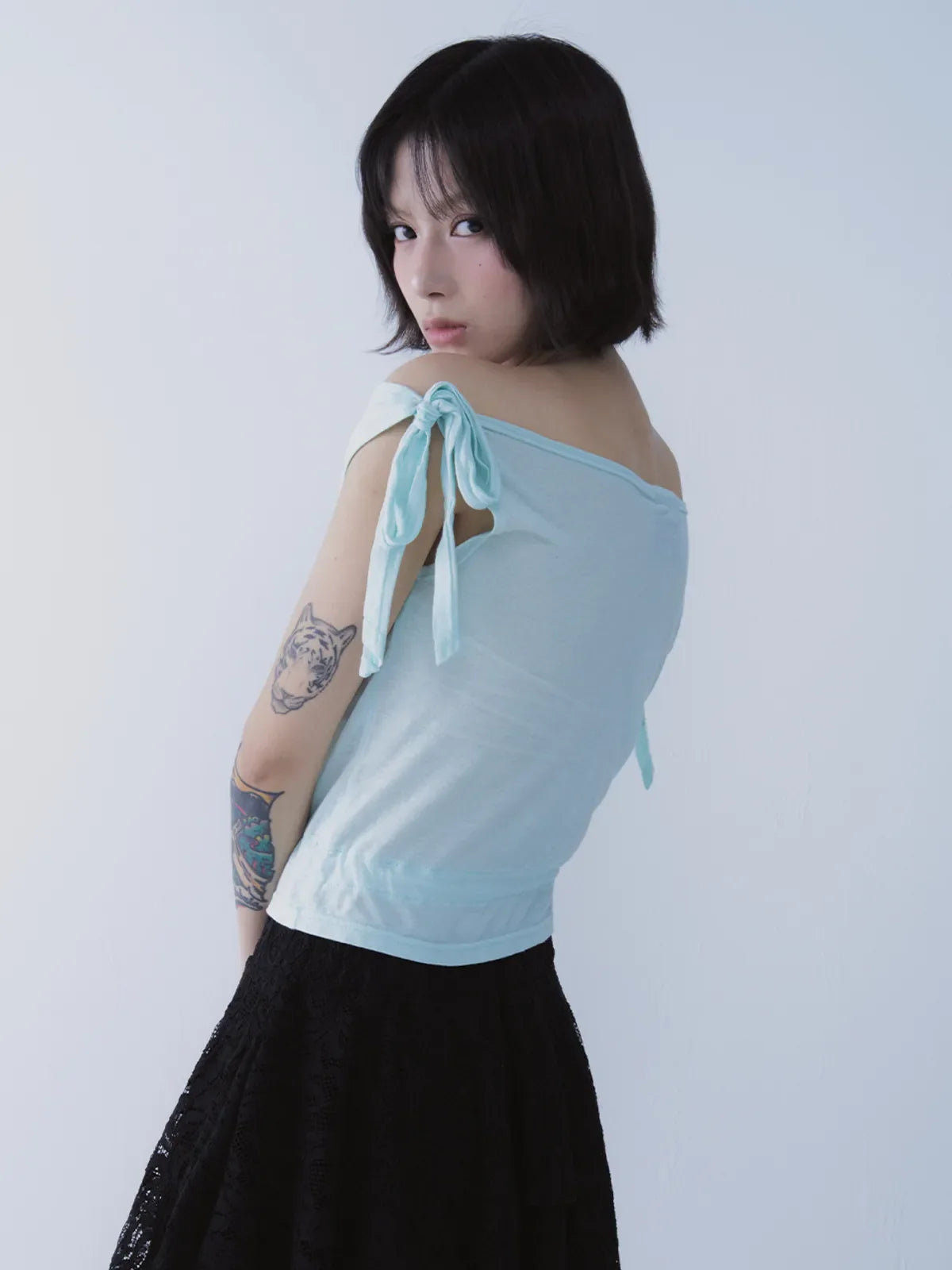 RABBIT SHIRRING T-SHIRT