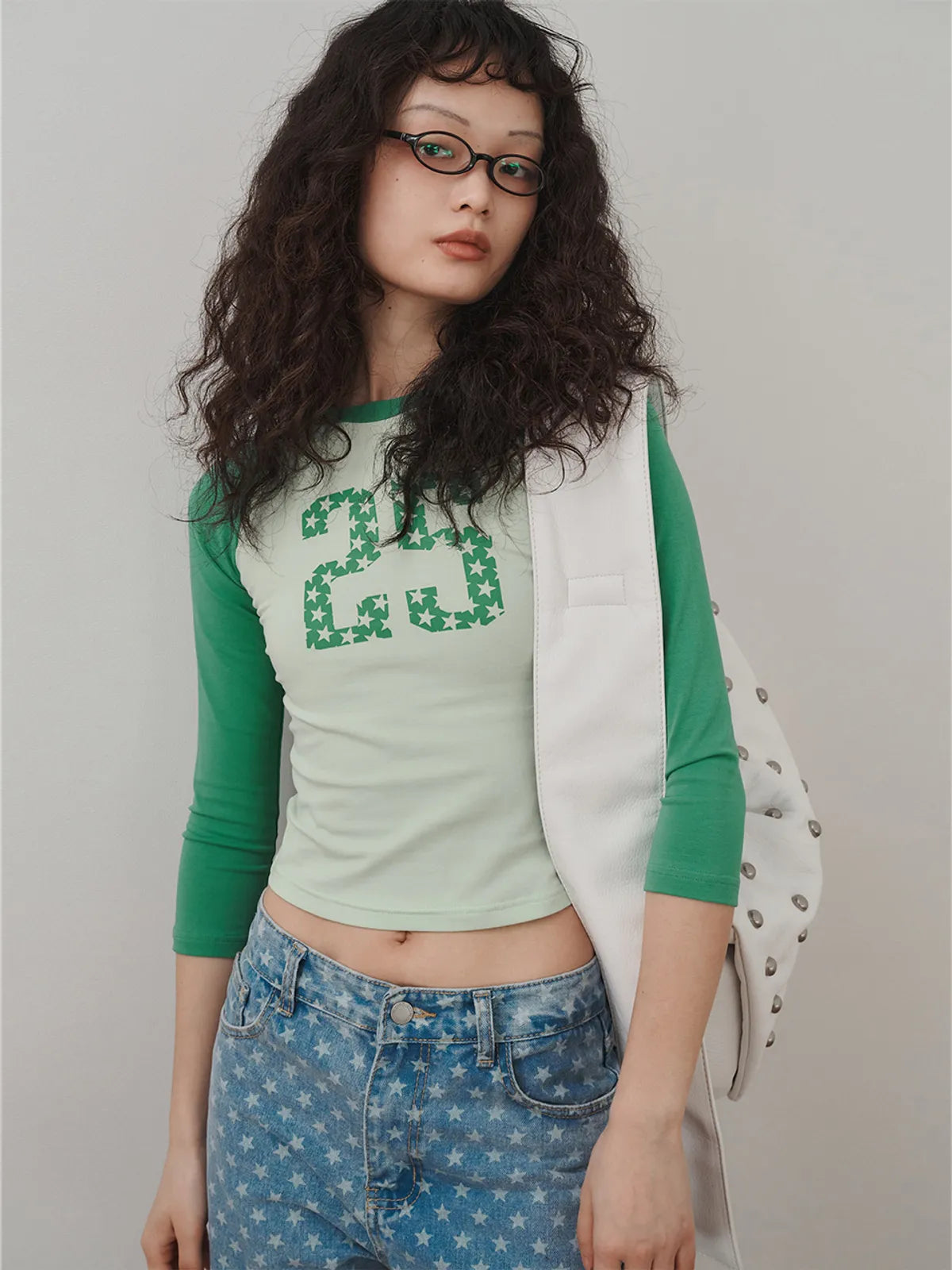 Freaky Stud Leather Messenger Bag - white