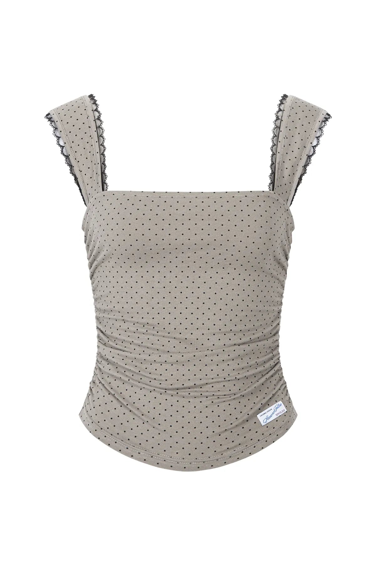 Anne Dot Lace Sleeveless Top / Khaki