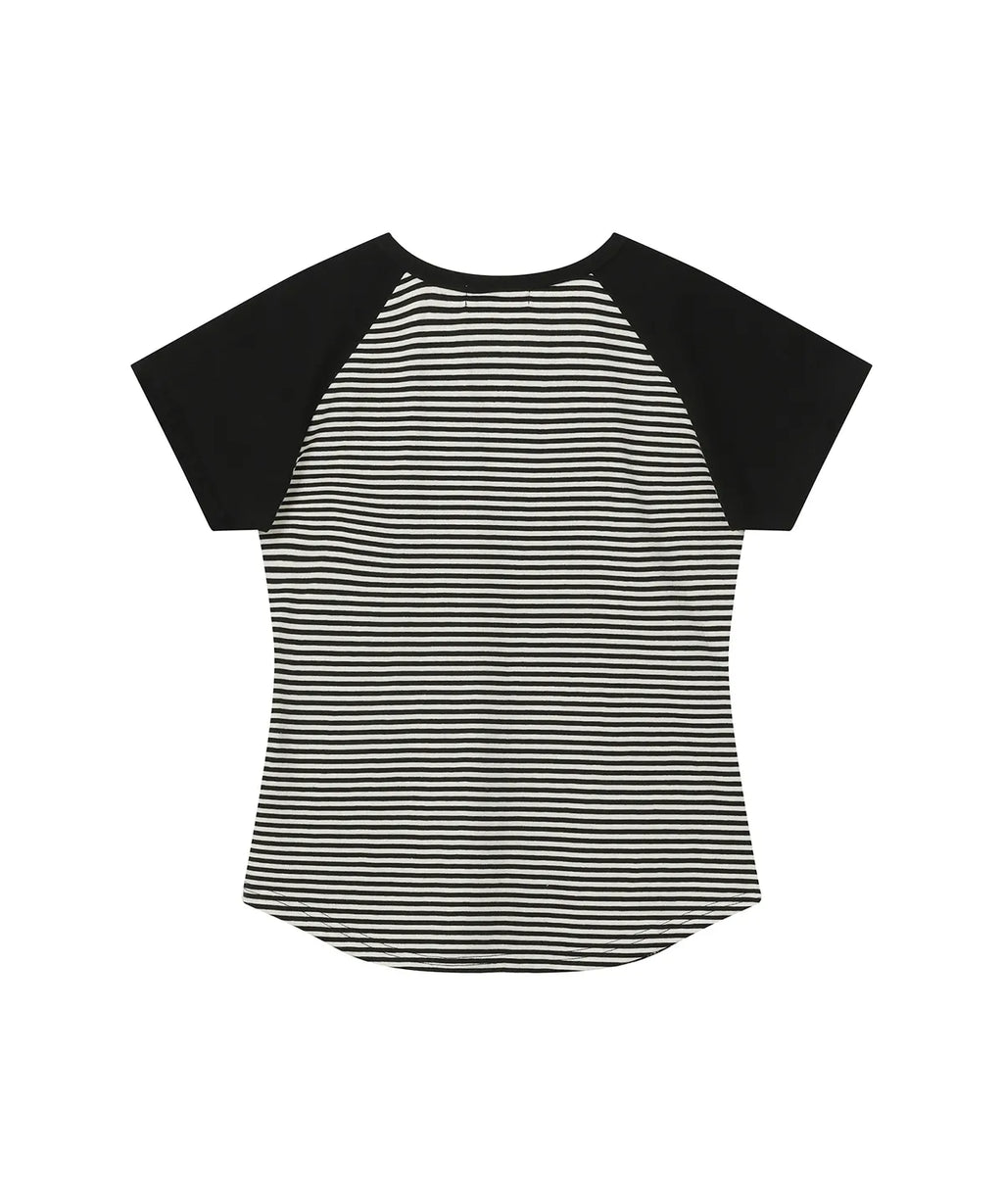 3 Button Angel Slim Fit T-Shirt Straight Black