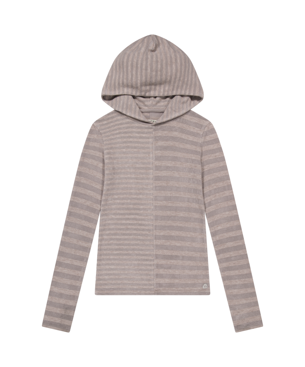MIXED STRIPE HOODIE PURPLE