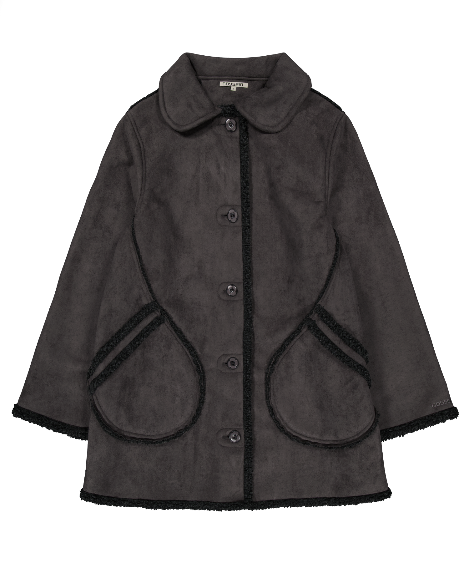 ROUND COLLAR SUEDE JACKET CHARCOAL