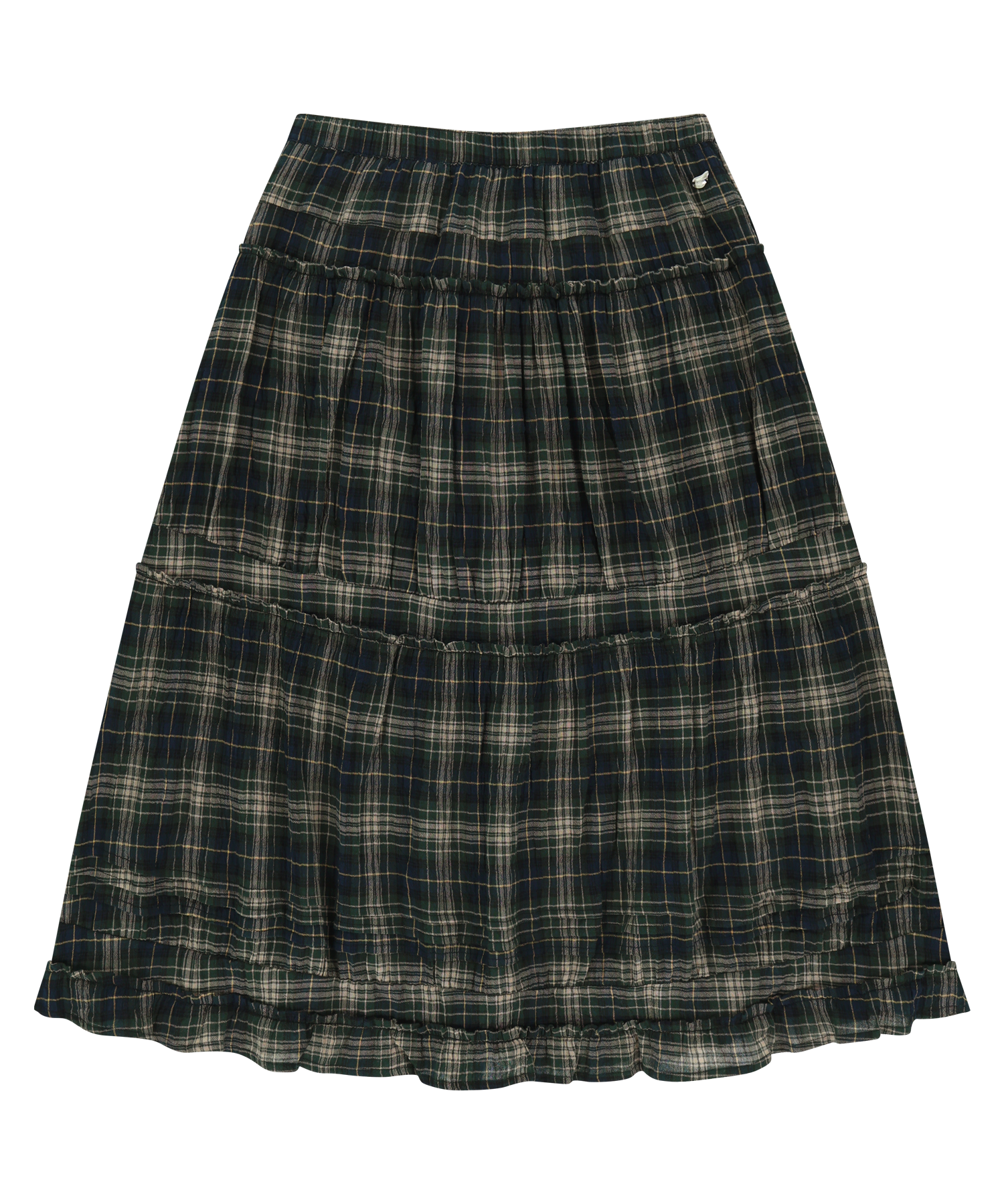 SHIRRING MIDI SKIRT CHECK