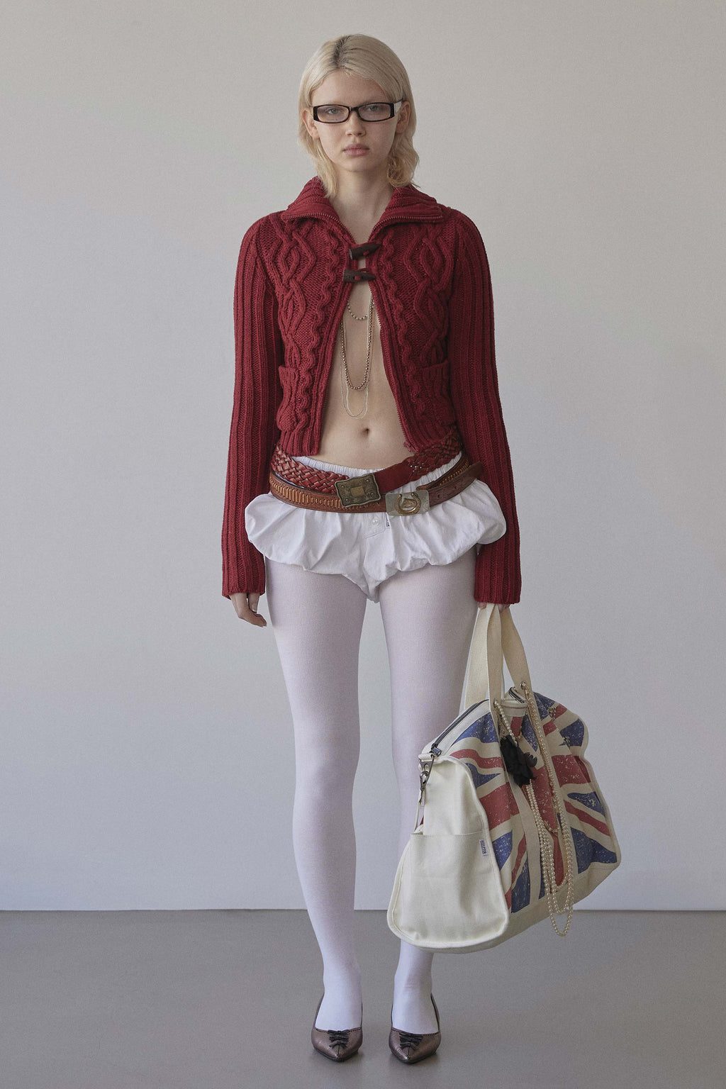 Two Way Cable Cardigan Red