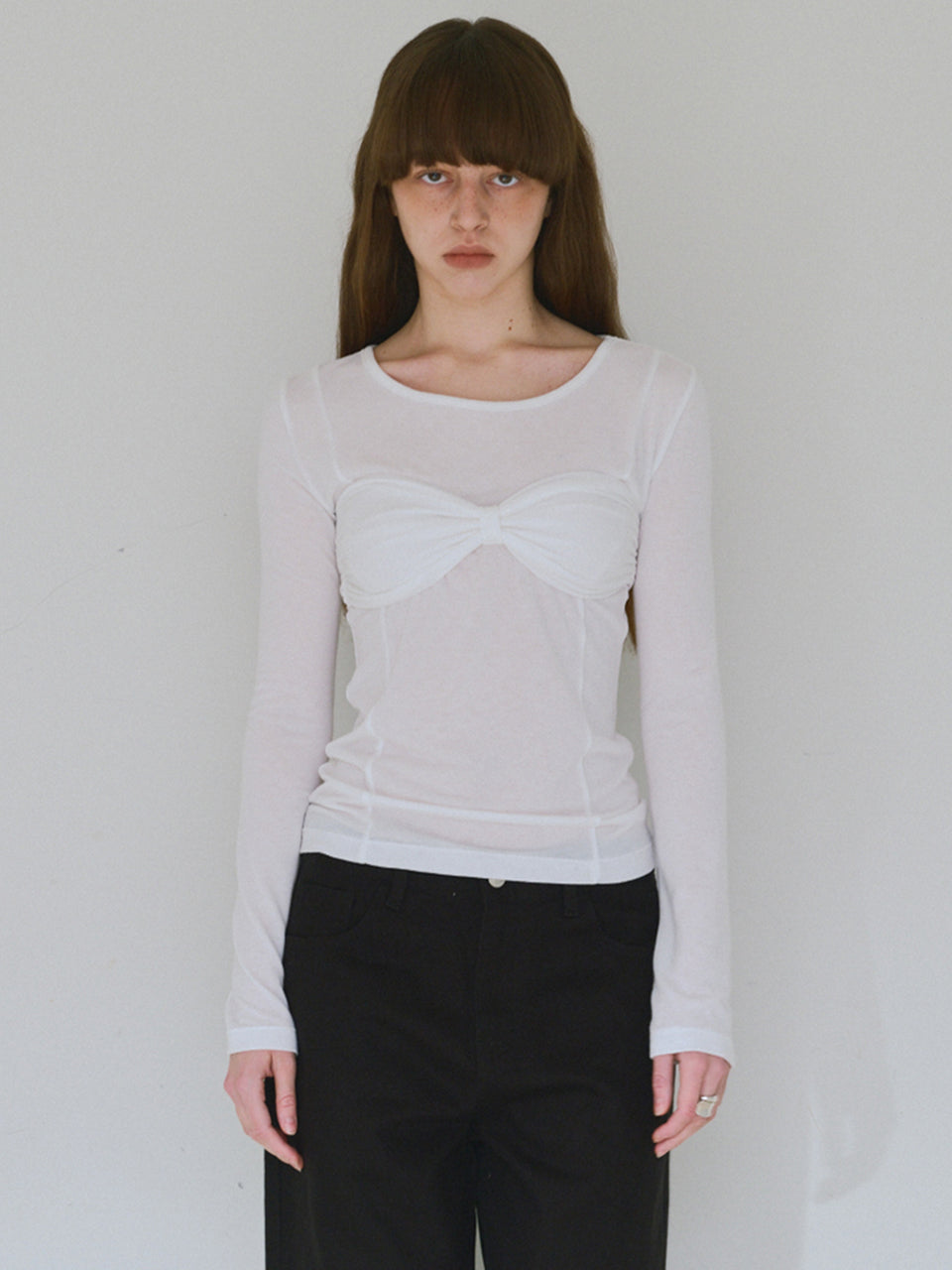 Bustier Shirring T-shirts White