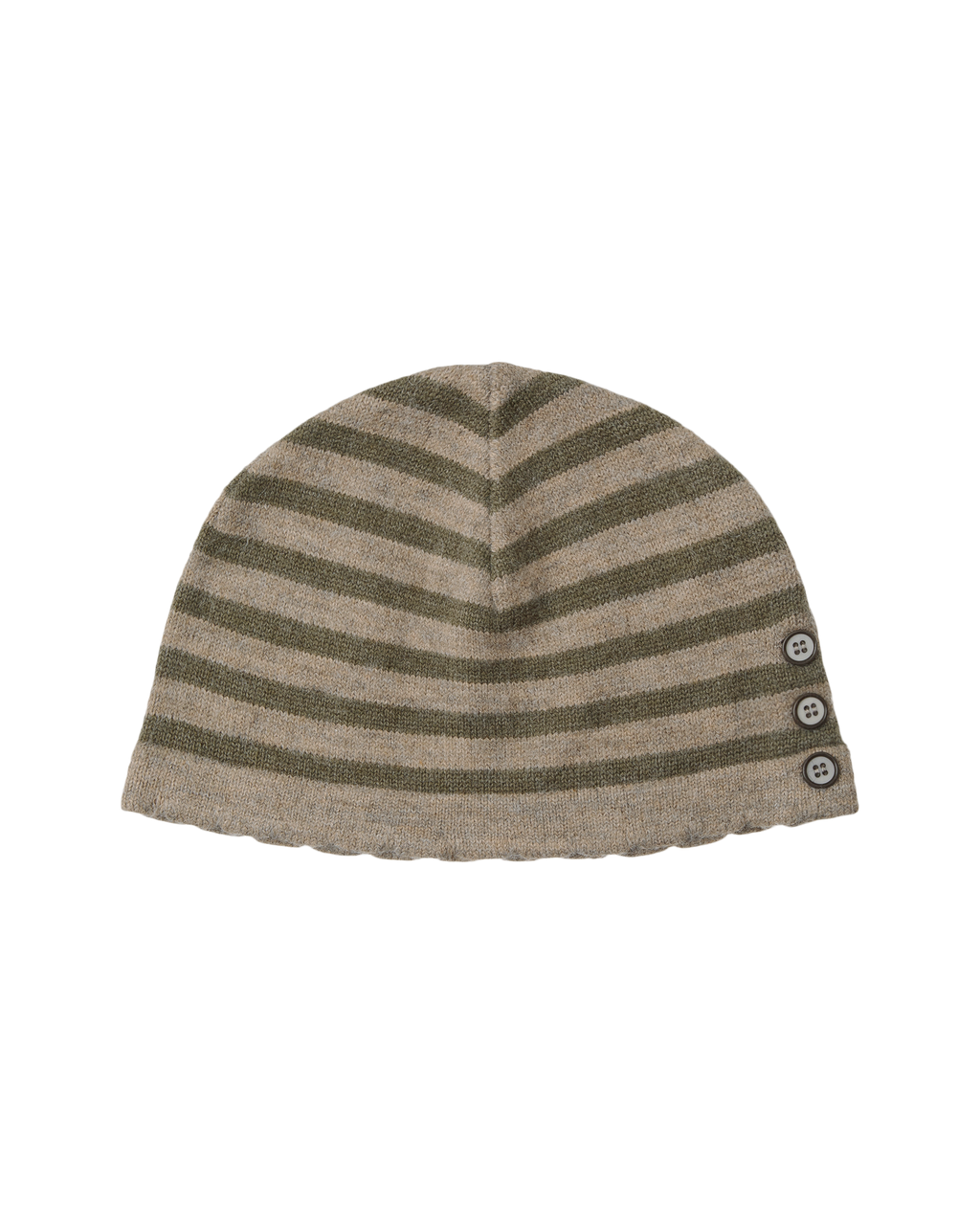 STRIPE BUTTON BEANIE KHAKI