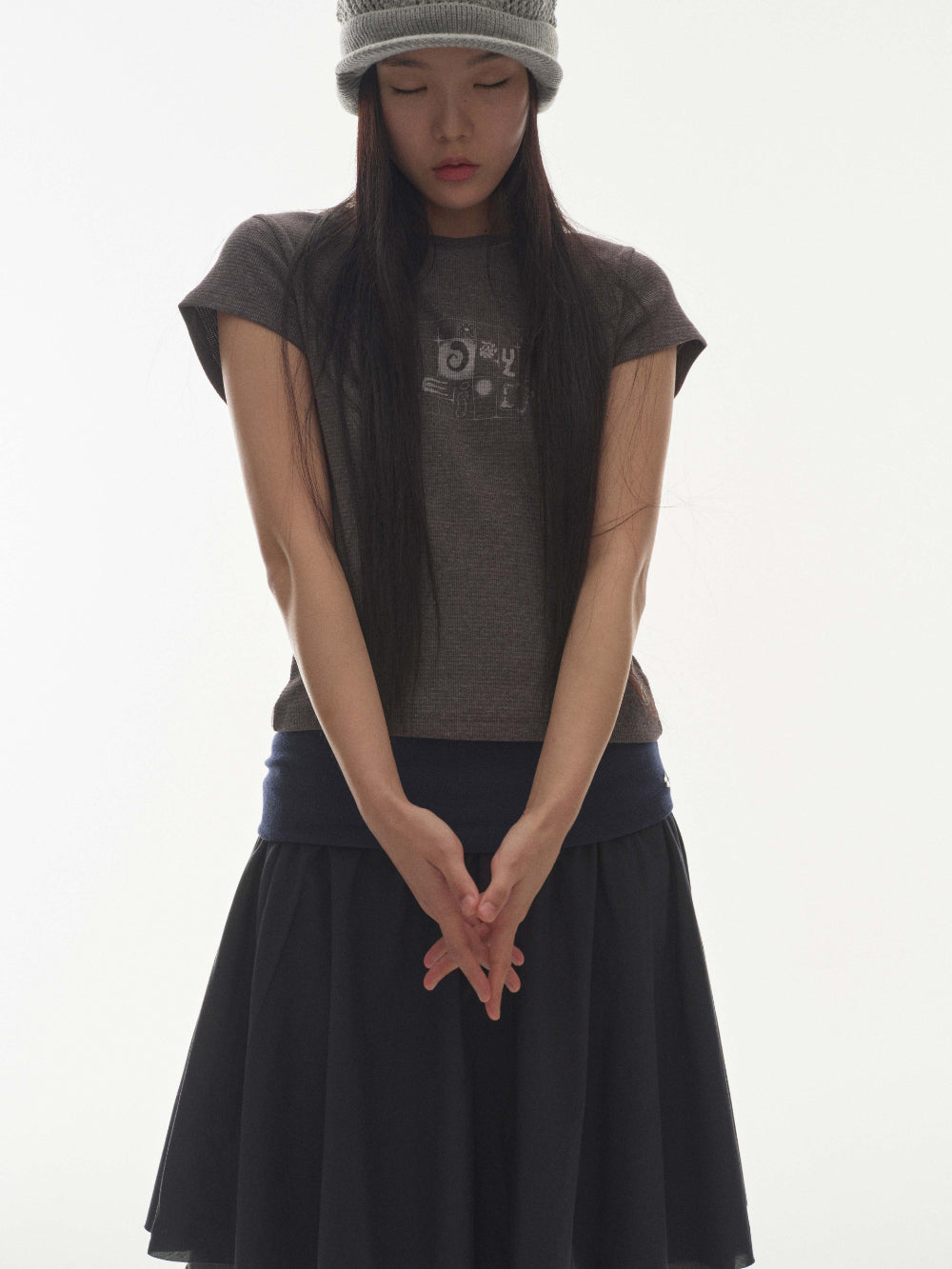 COY WAFFLE T-SHIRT PURPLE GREY