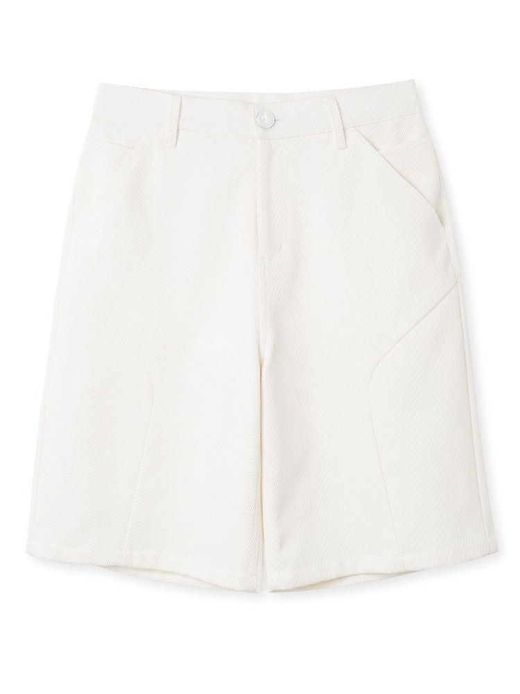 Twill Curved Pants White