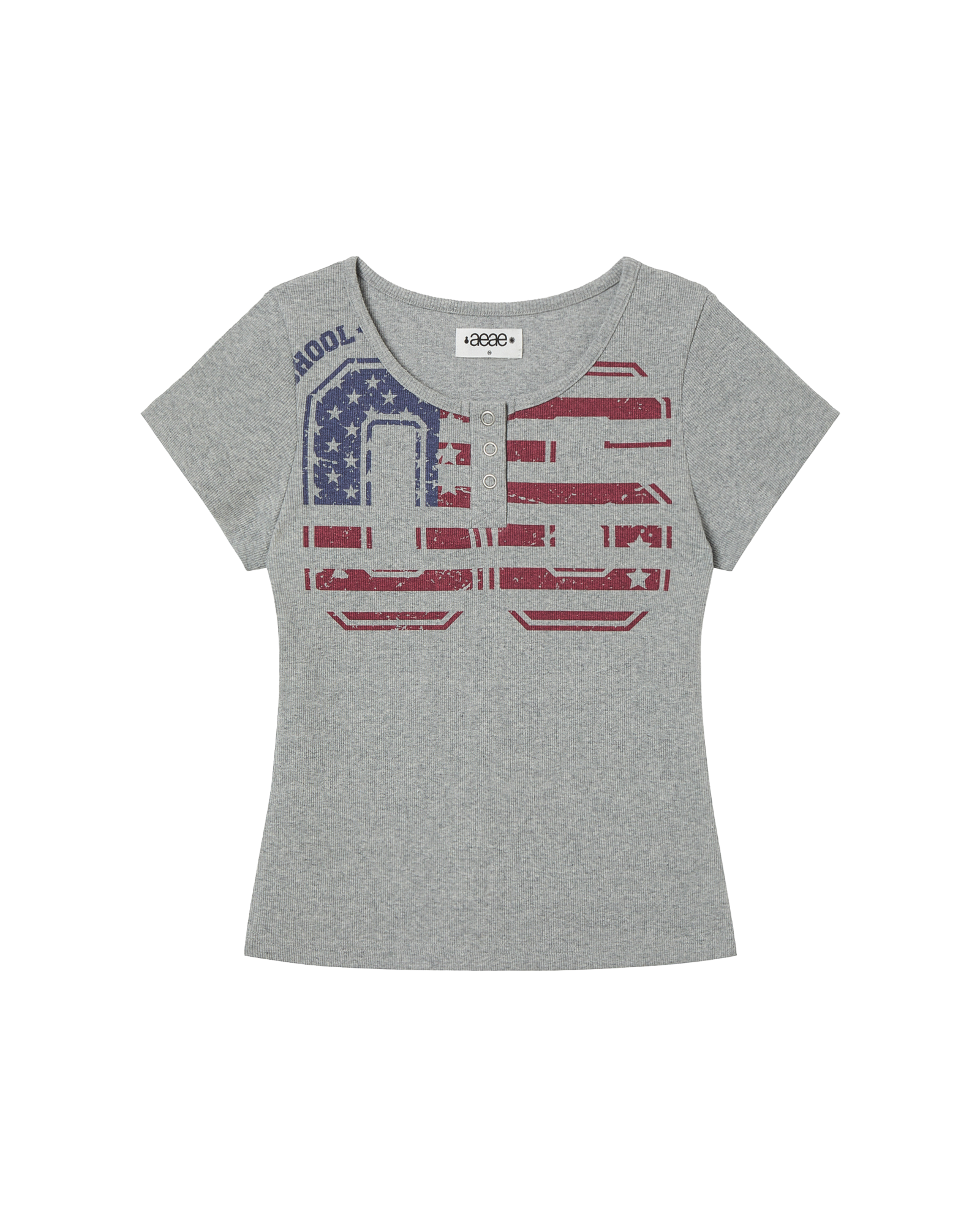 USA BANNER HENLY NECK TEE MELANGE GREY