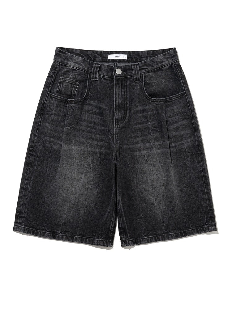 Denim Bermuda Pants Washed Black