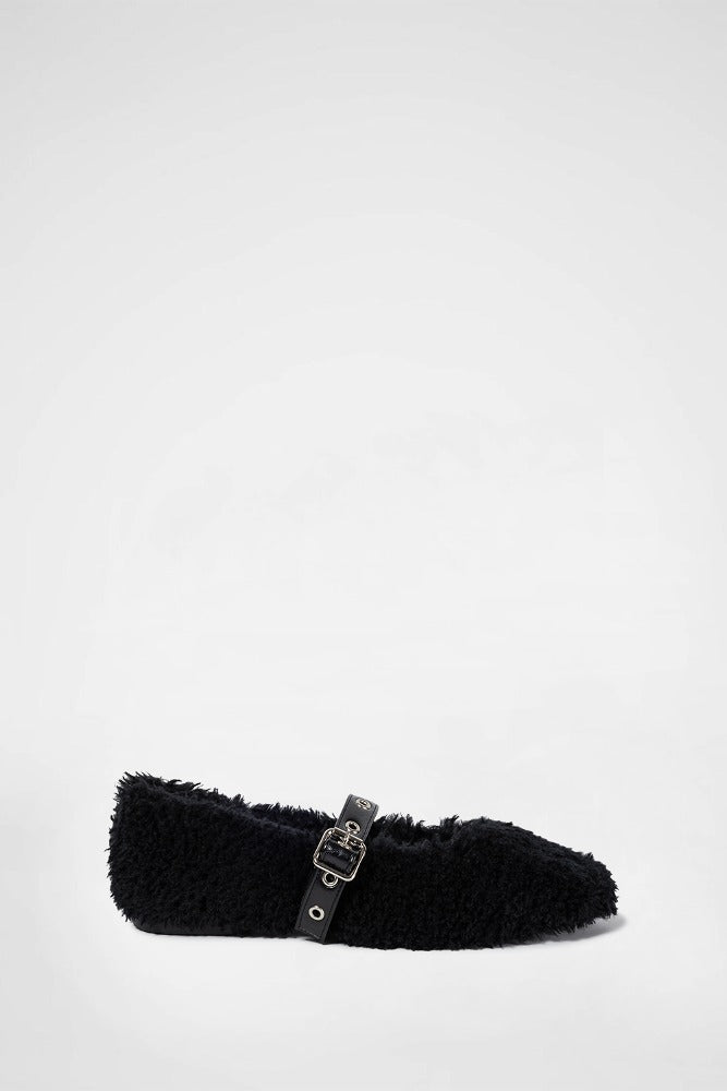 BOUCLE BALLERINA FLAT / BLACK