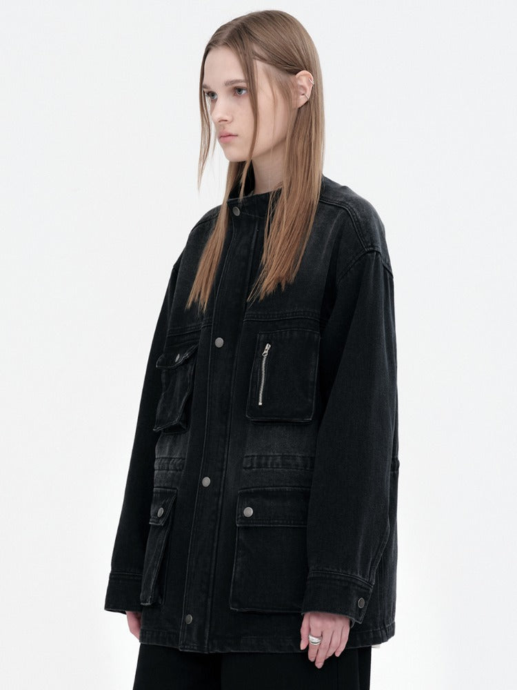 Denim Over Work Jacket Black