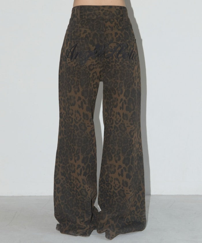 LEOPARD BOOTS CUT PANTS (BROWN)