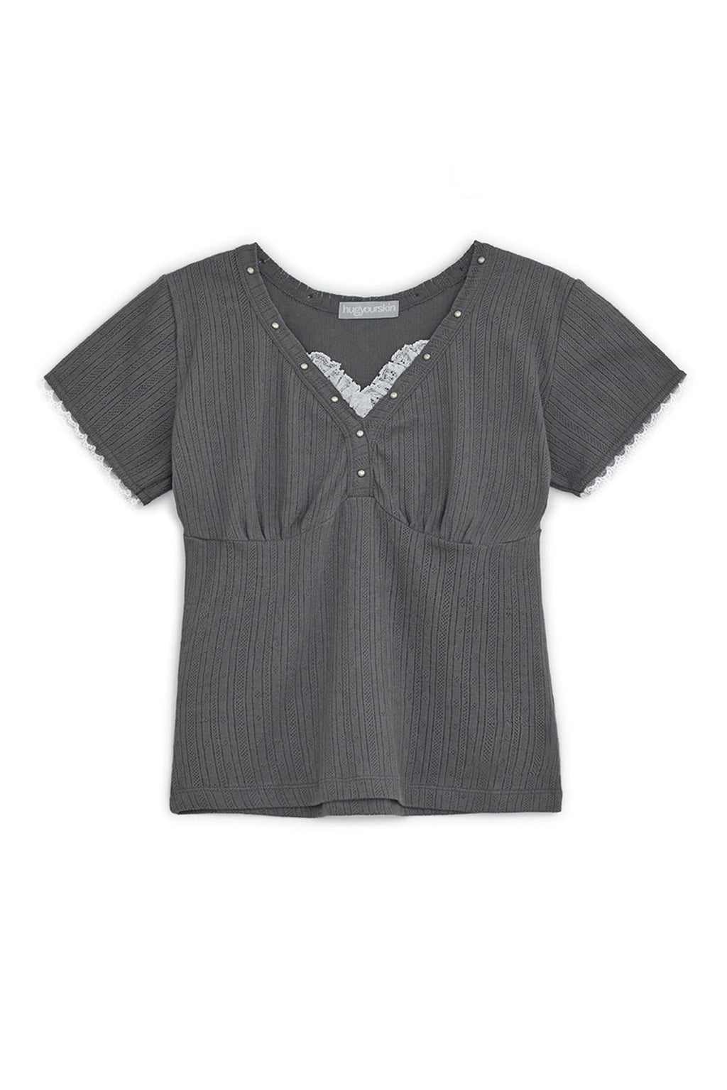 Lace studded top (Charcoal)