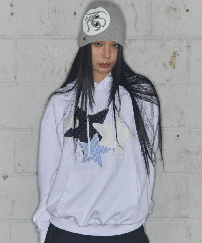 MIX STAR ANGEL PATCH HOODIE (WHITE) F25ZB011