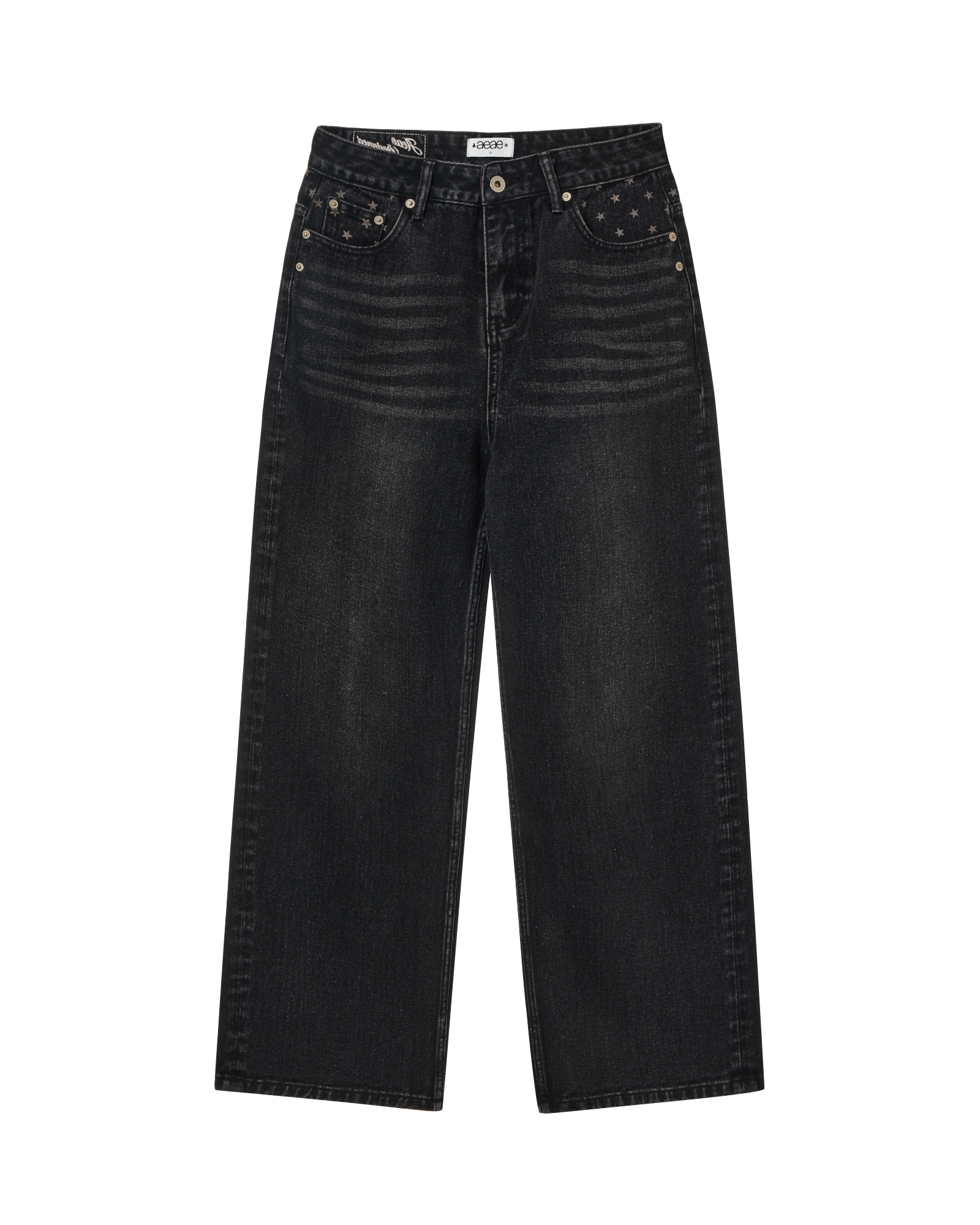 STAR POCKET DENIM PANTS BLACK