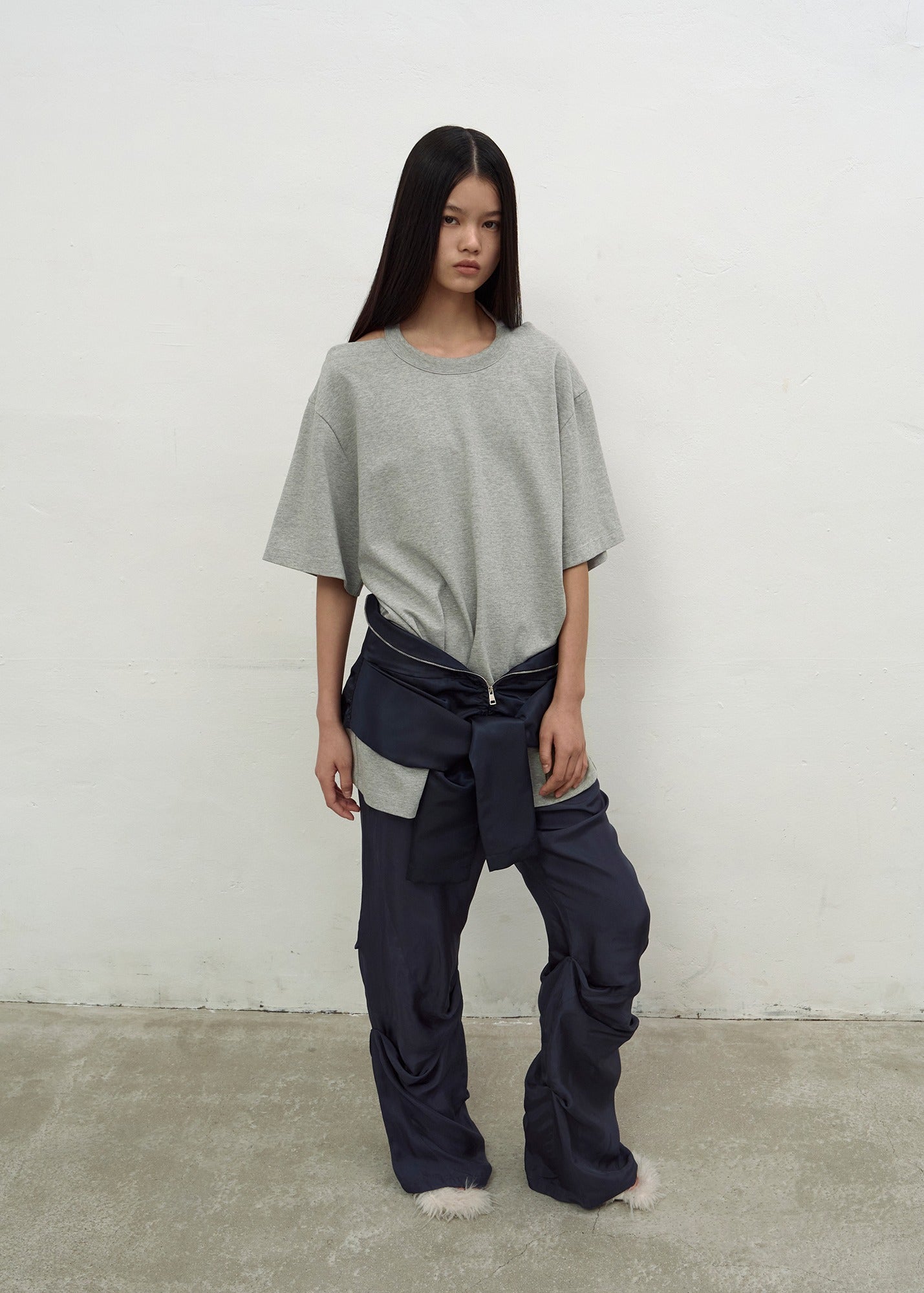 POCKET ZIPPER BELT SKIRT (NAVY)