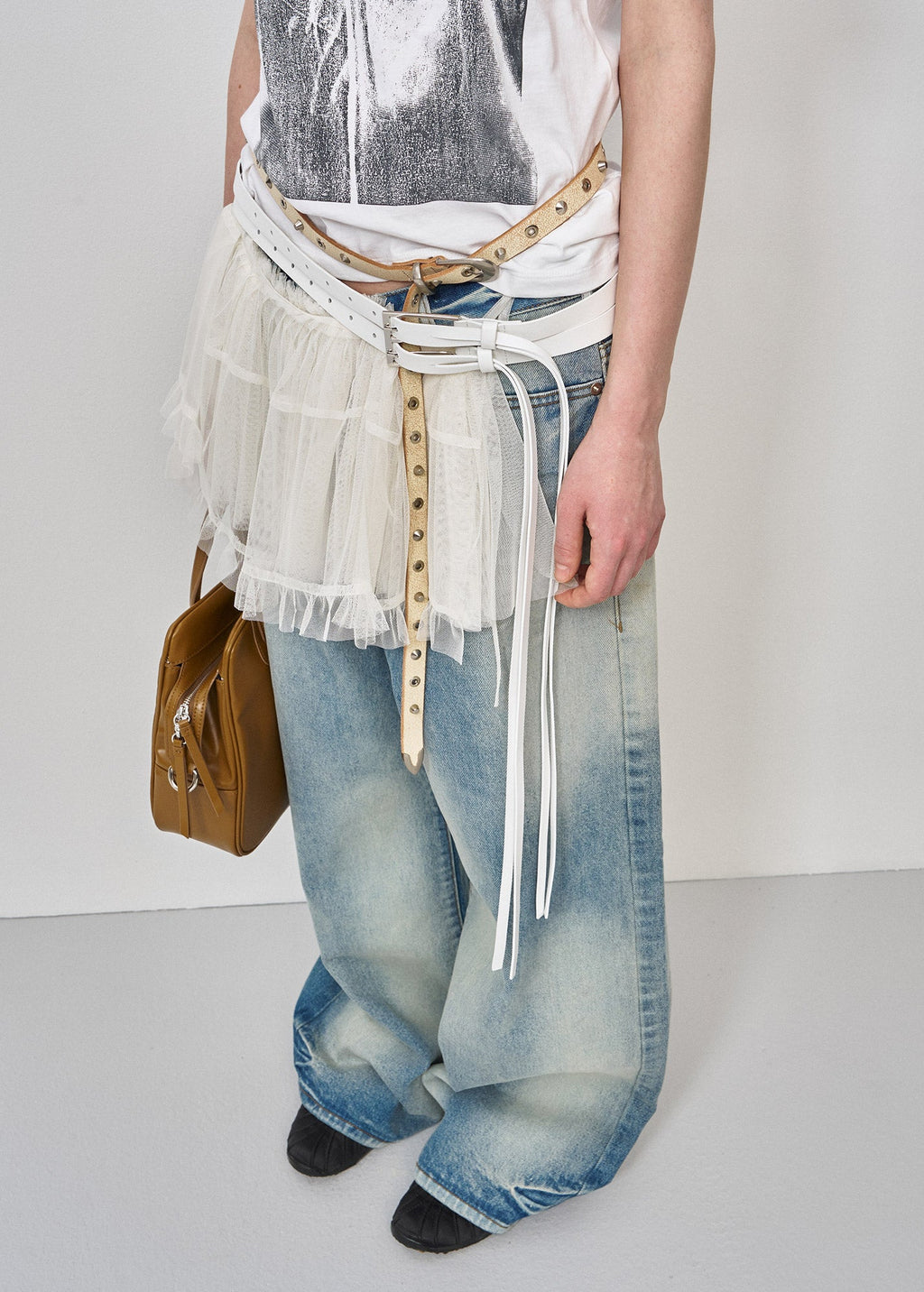 WESTERN STRAP LEATHER BELT / 2 Color