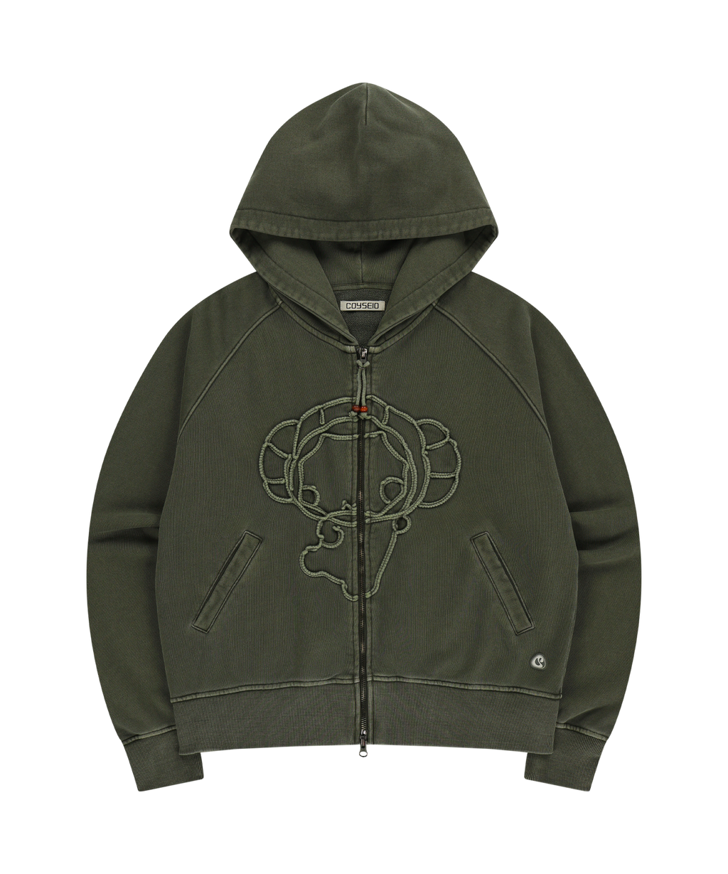 VINTAGE TAPE HOOD ZIP-UP KHAKI