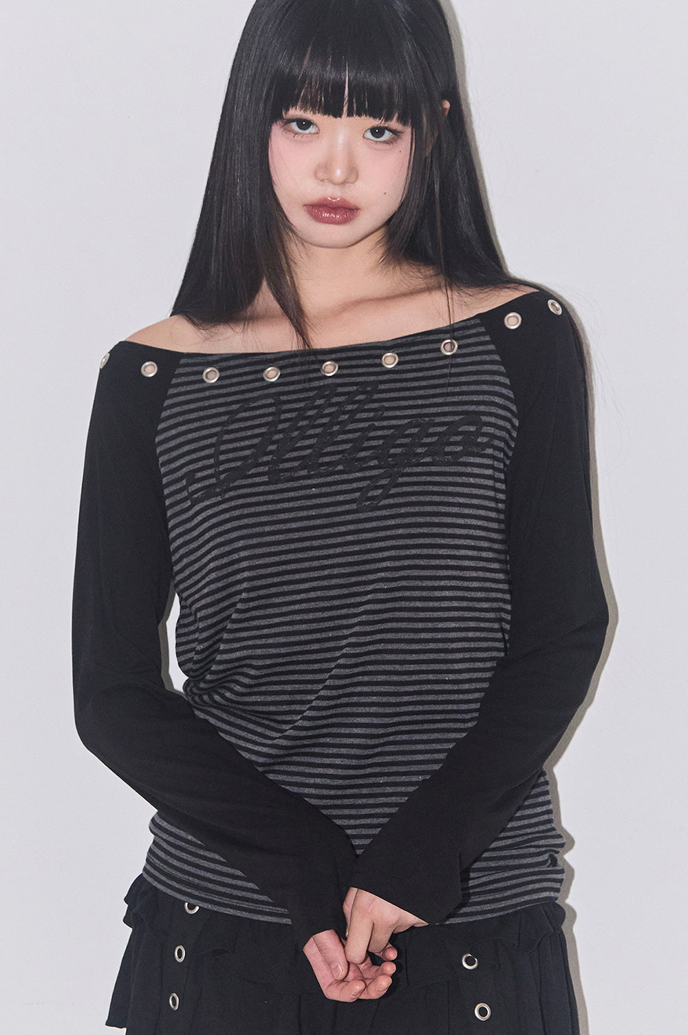 Raglan off-shoulder long-sleeve strike chakol
