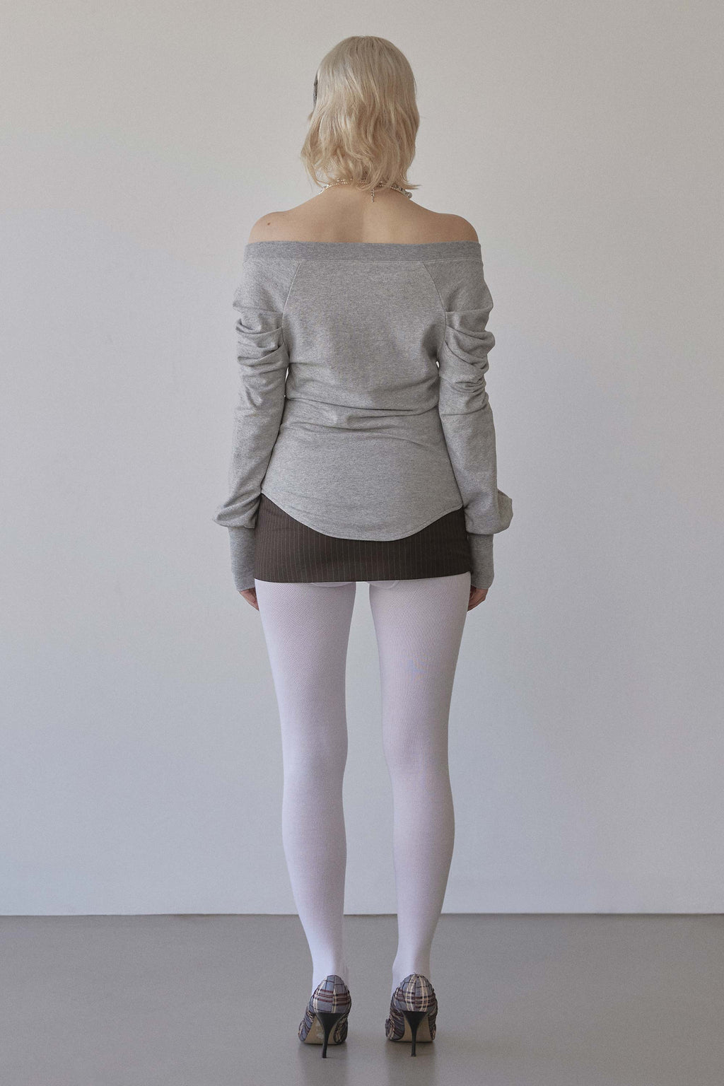 Princess Off-Shoulder Tee Melange Gray