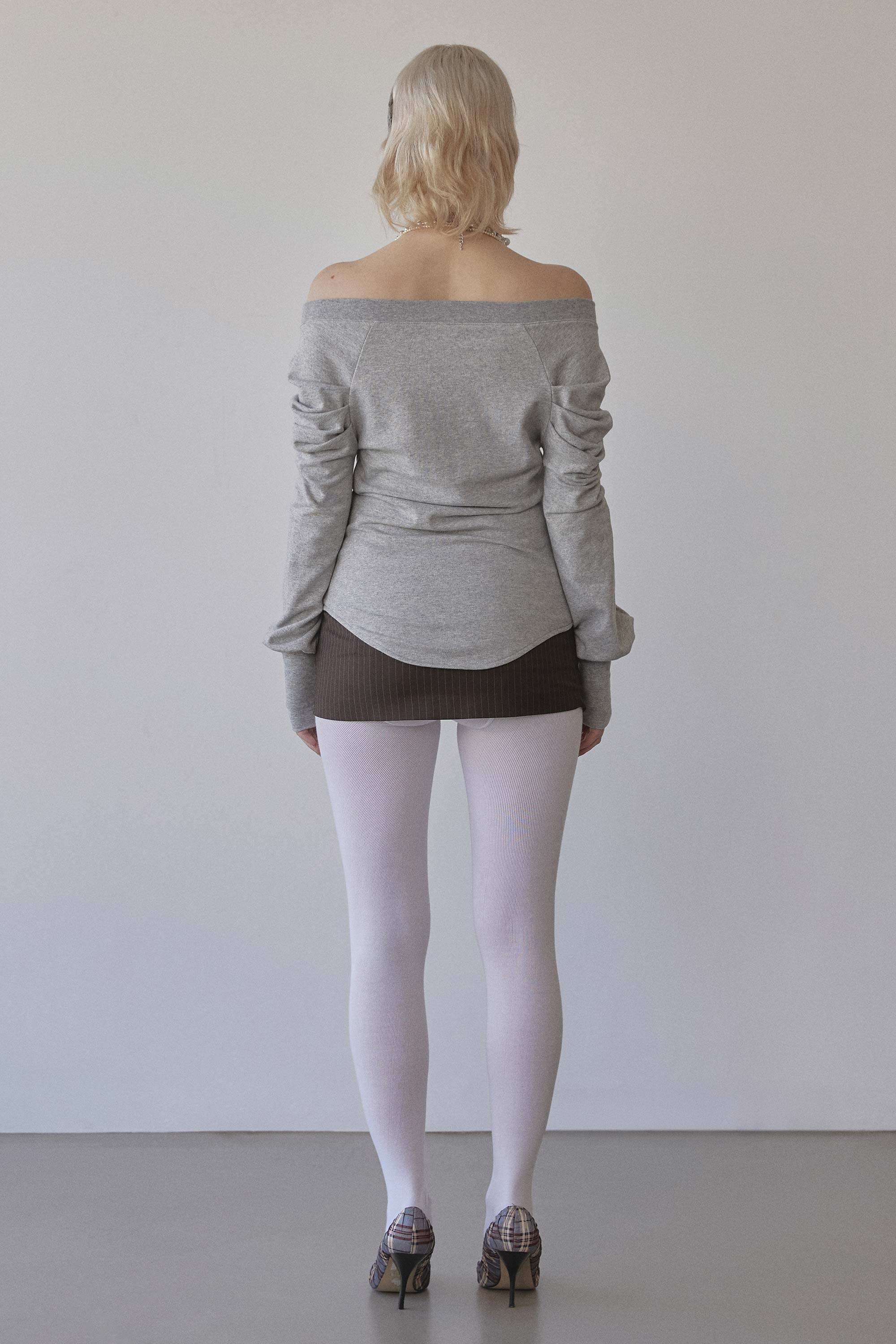 Princess Off-Shoulder Tee Melange Gray