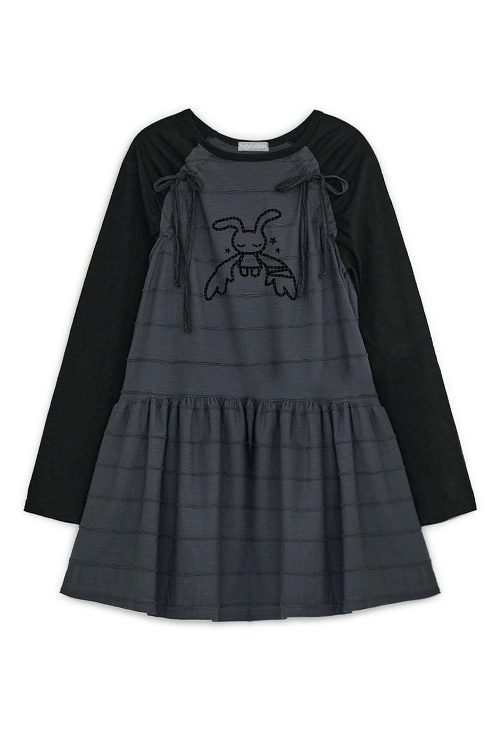 Angel patched raglan dress (Black Charcoal)