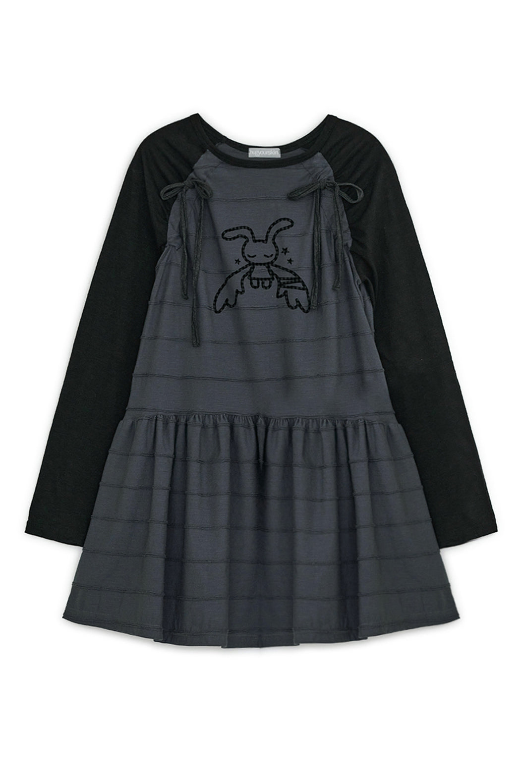 Angel patched raglan dress (Black Charcoal)