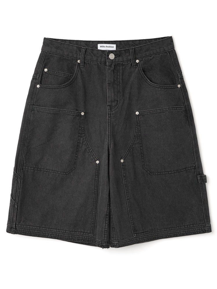 Carpenter Bermuda Pants Washed Black