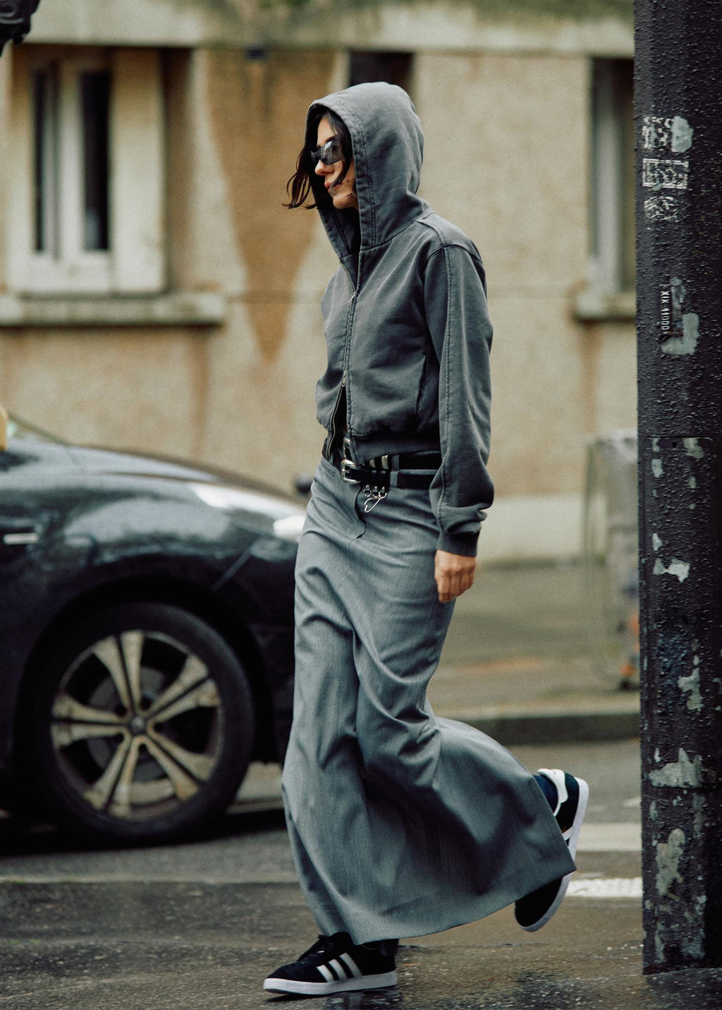 1710 SNOW WASHED CROPPED ZIP-FRONT HOODIE