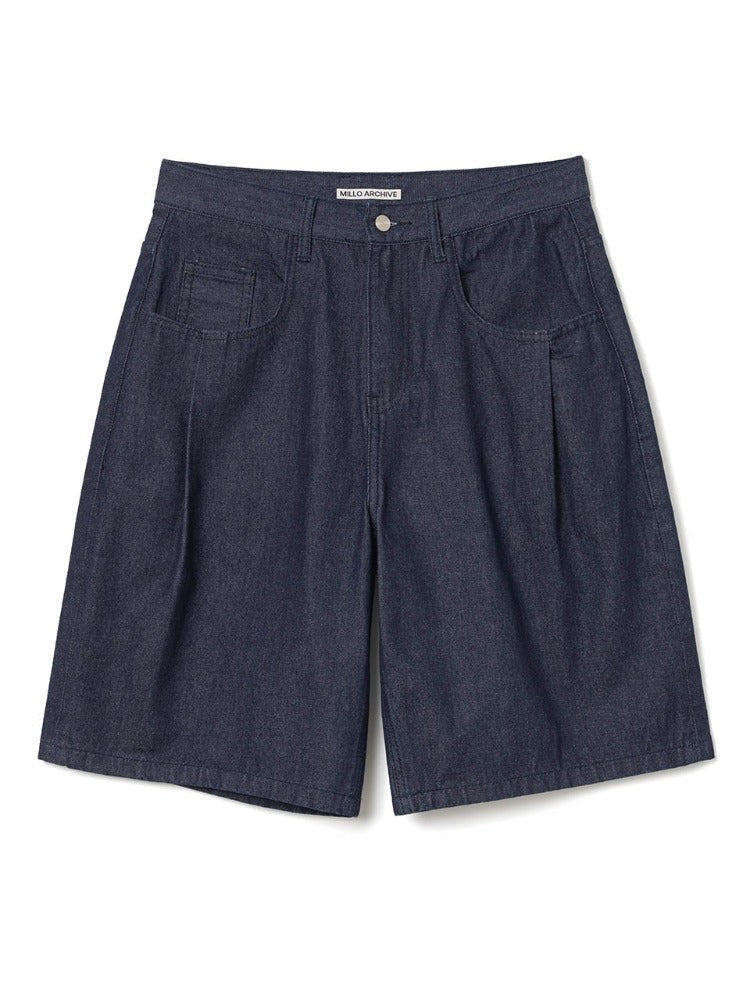 Denim Bermuda Raw Pants Indigo Blue