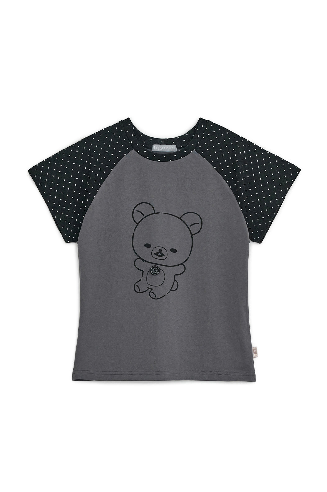 Korilakkuma dot raglan tee (Charcoal)