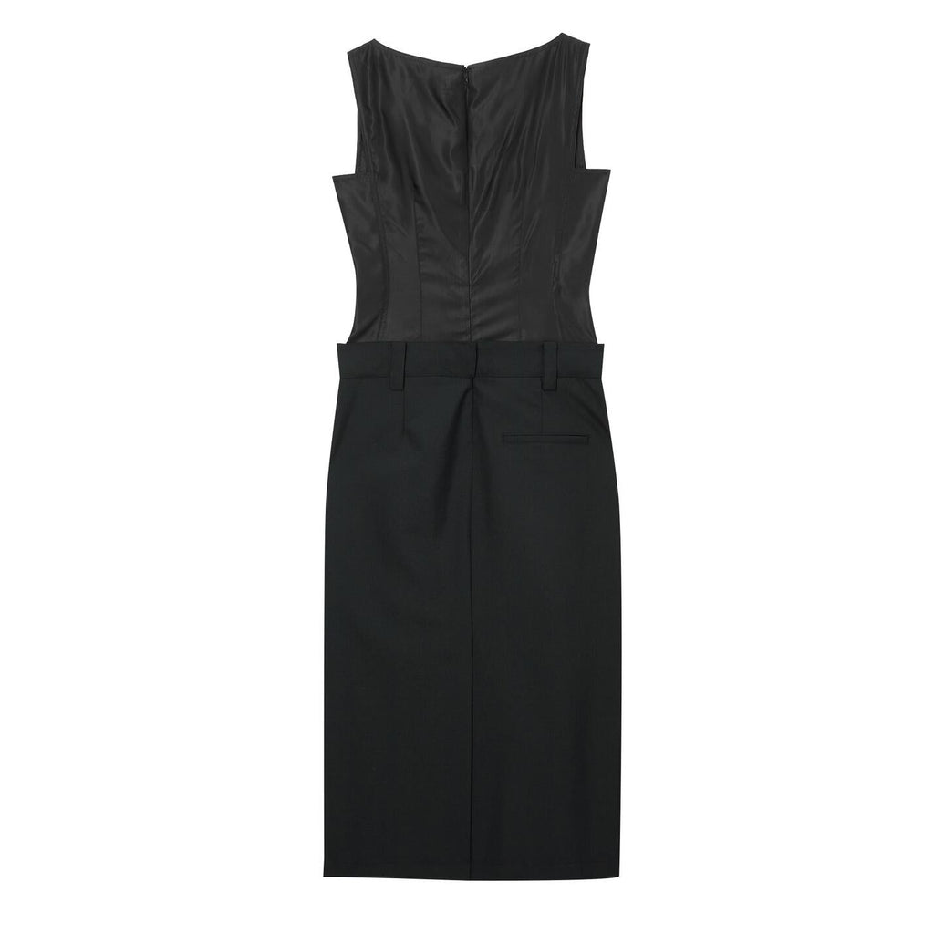 PLEATS DETAIL DRESS (BLACK)