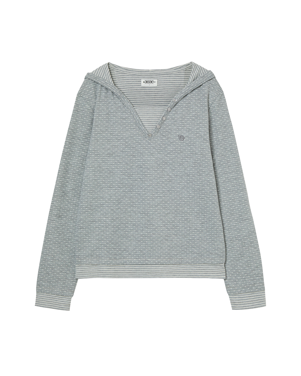 HOODED HENLEY NECK TEE LIGHT GREY