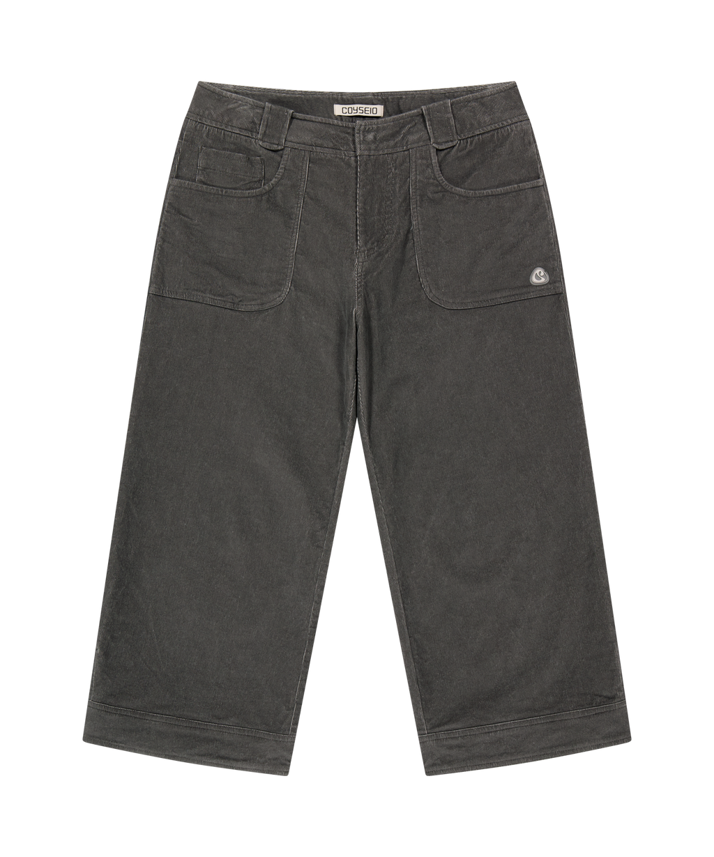 RUSTIC CORDUROY CAPRI PANTS CHARCOAL