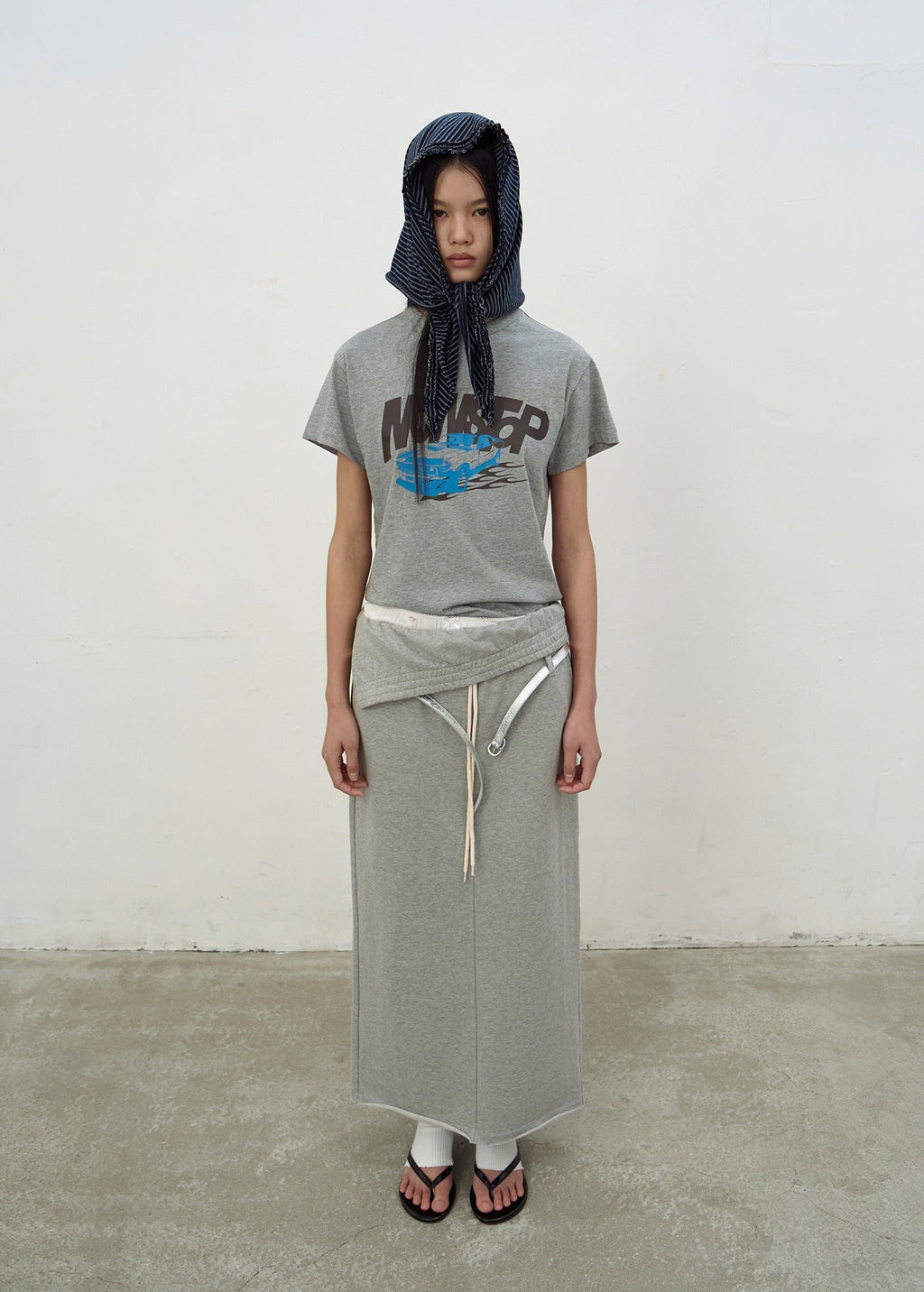 FOLD-OVER JERSEY SKIRT (GREY)