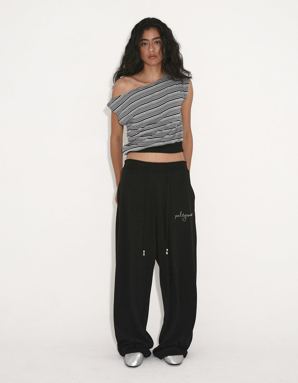 STRIPE ONE-SHOULDER TOP / 2 COLOR