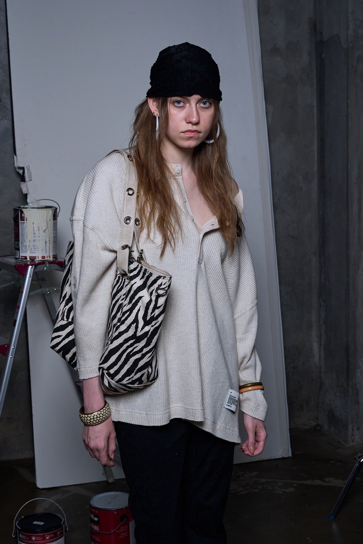 WAFFLE LONG SLEEVE T-SHIRT â€?IVORY