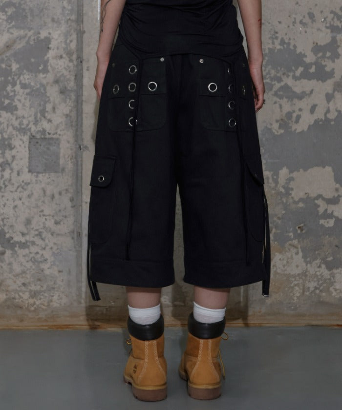 CROSS POCKET BERMUDA PANTS (BLACK) F25ZD975