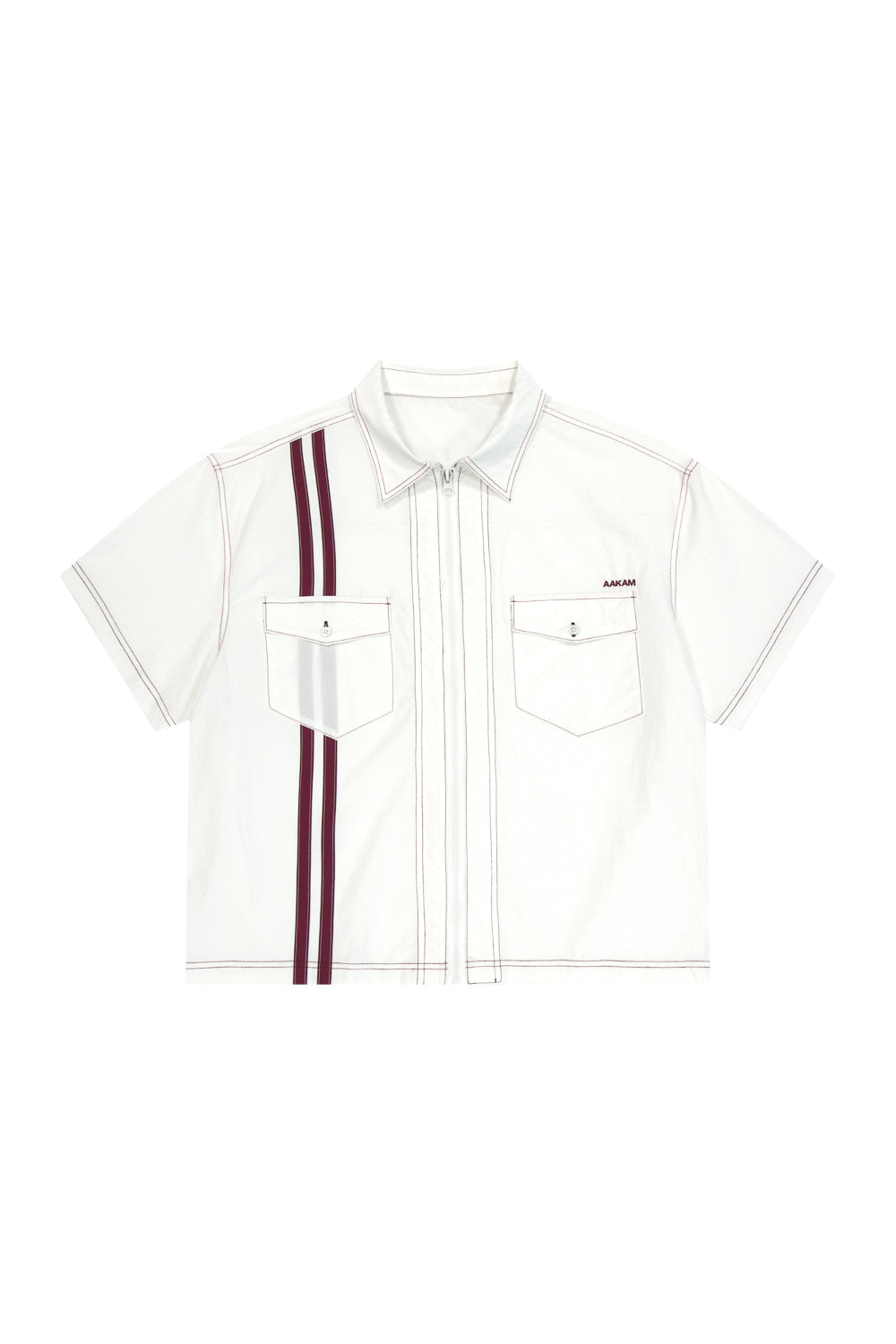 5.19 예약배송 2-Lined Zip-Up Half Shirts (White)