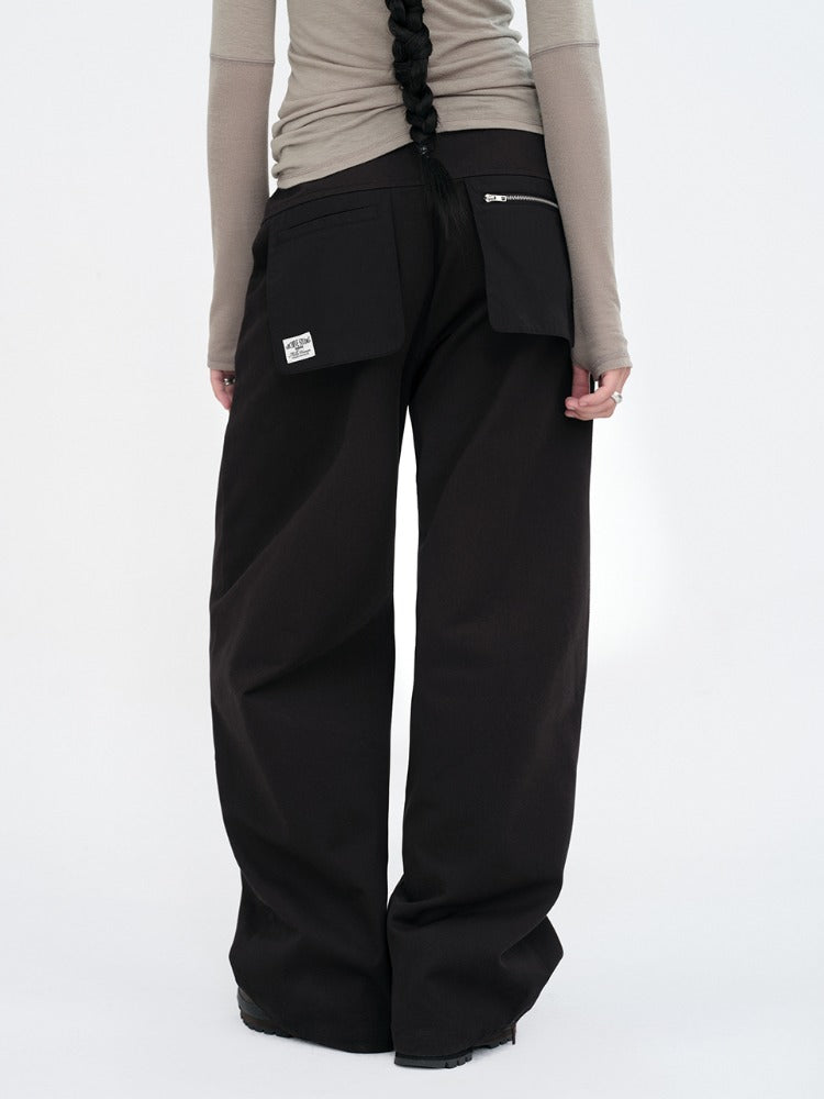 Buckle Strap Pocket Pants Black