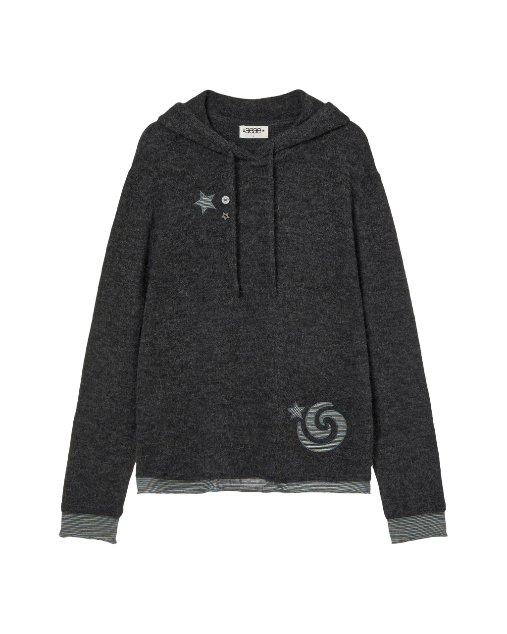 LAYERED KNIT HOODIE CHARCOAL