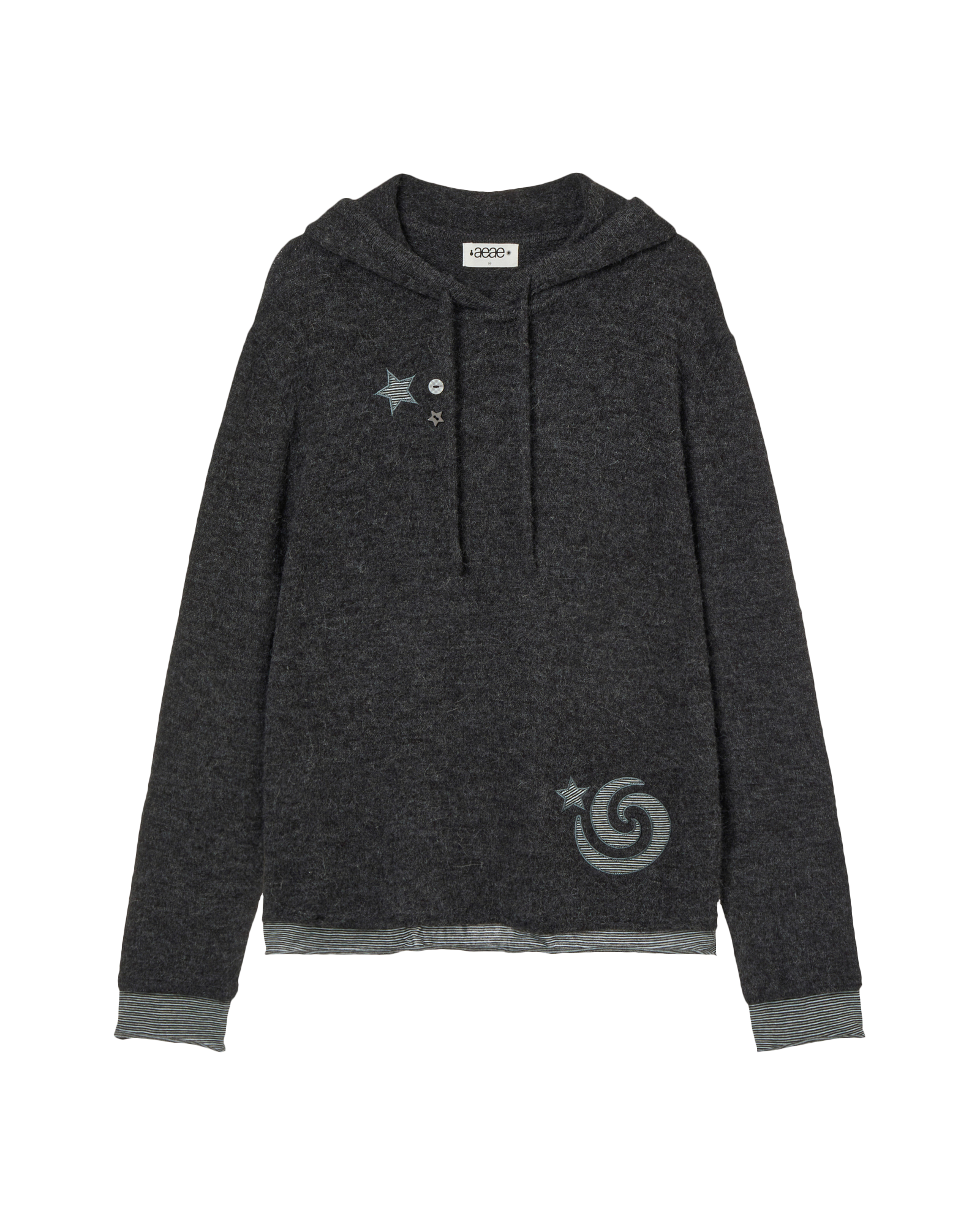 LAYERED KNIT HOODIE CHARCOAL