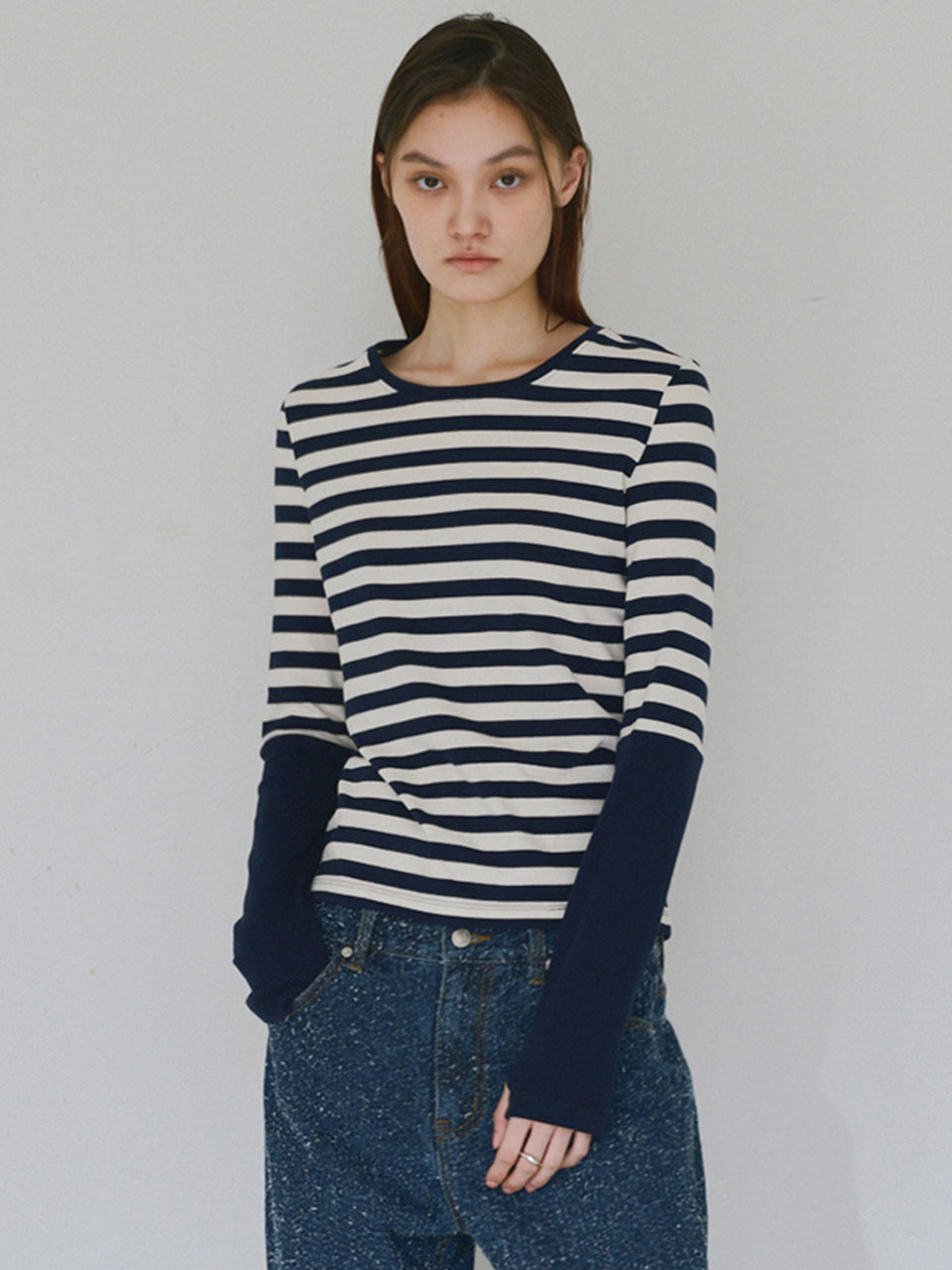 Stripe Warmer T-shirts Navy